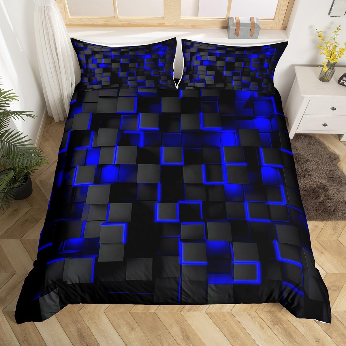 Feelyou Duvet Cover Set with Blue Black 3D Print Design