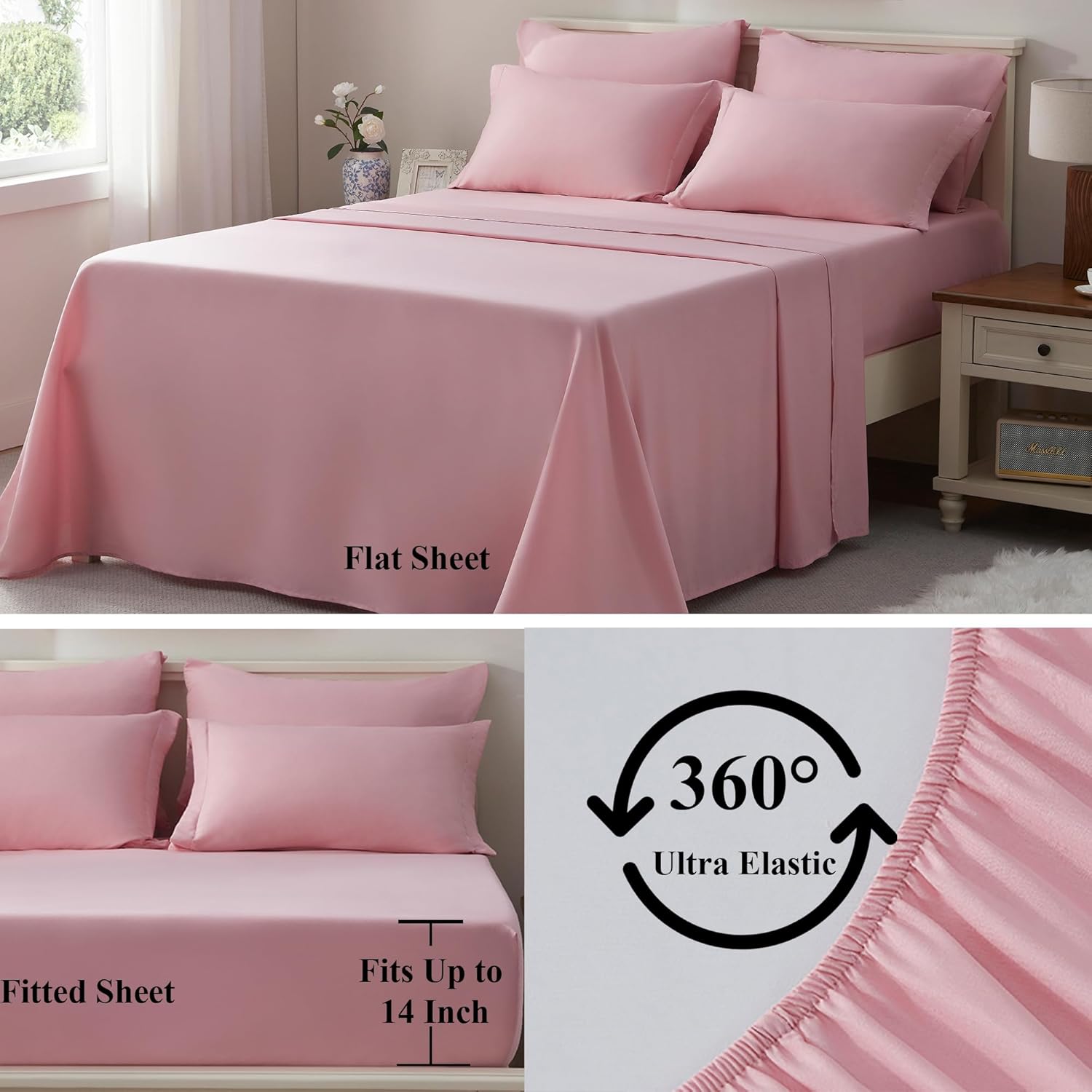 ElNido Queen Blush Pink Queen Comforter Set 7 Pieces