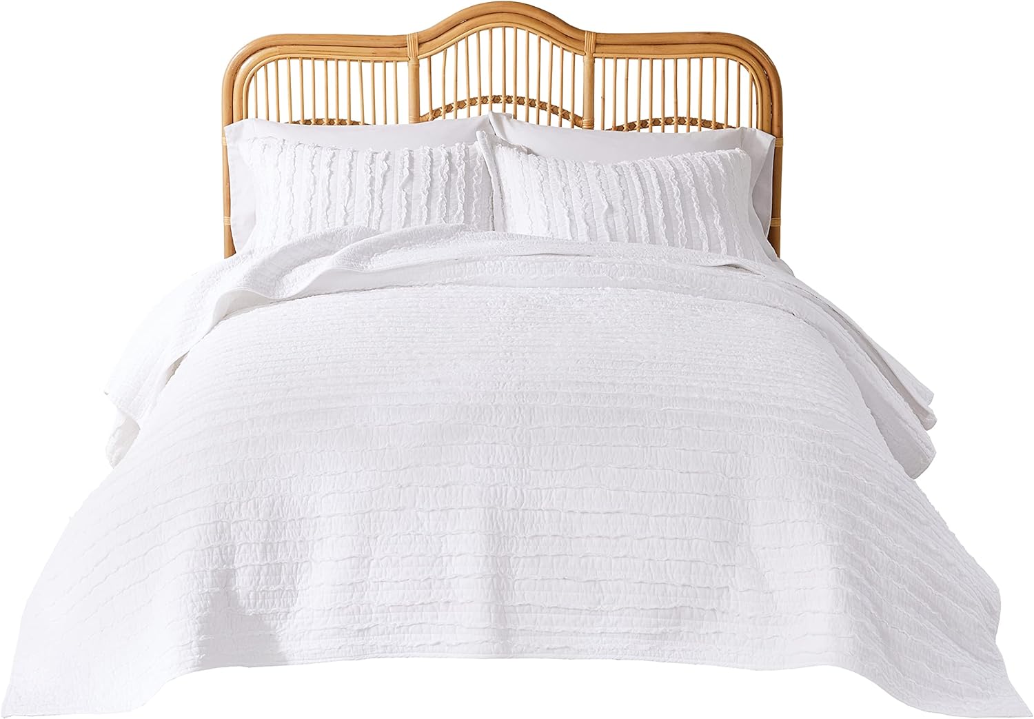 Greenland Home Ruffled White Cotton Quilt Set - 2 Piece TwinXL