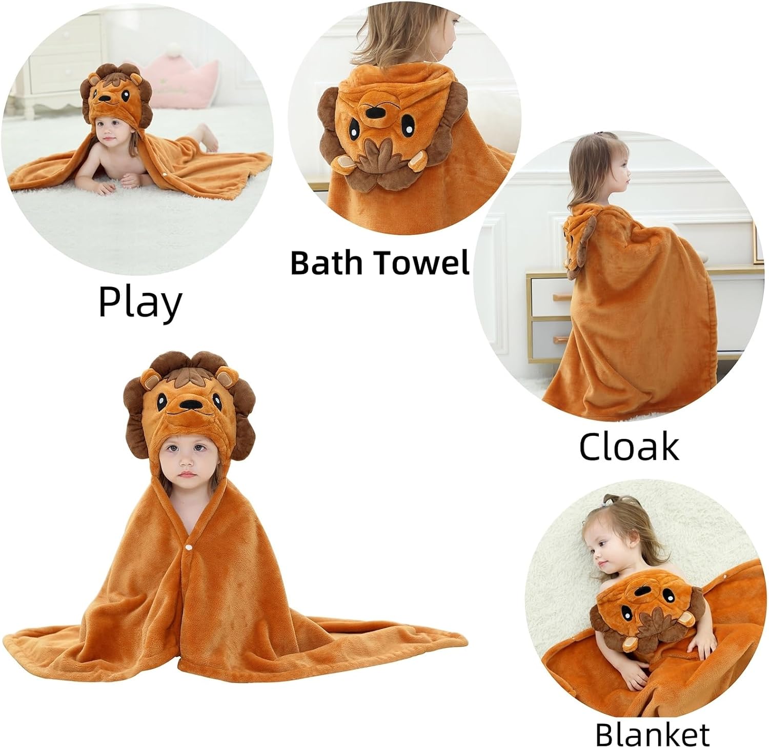 Arkwida Baby Bath Towel with Hood Flannel Blanket for Kids