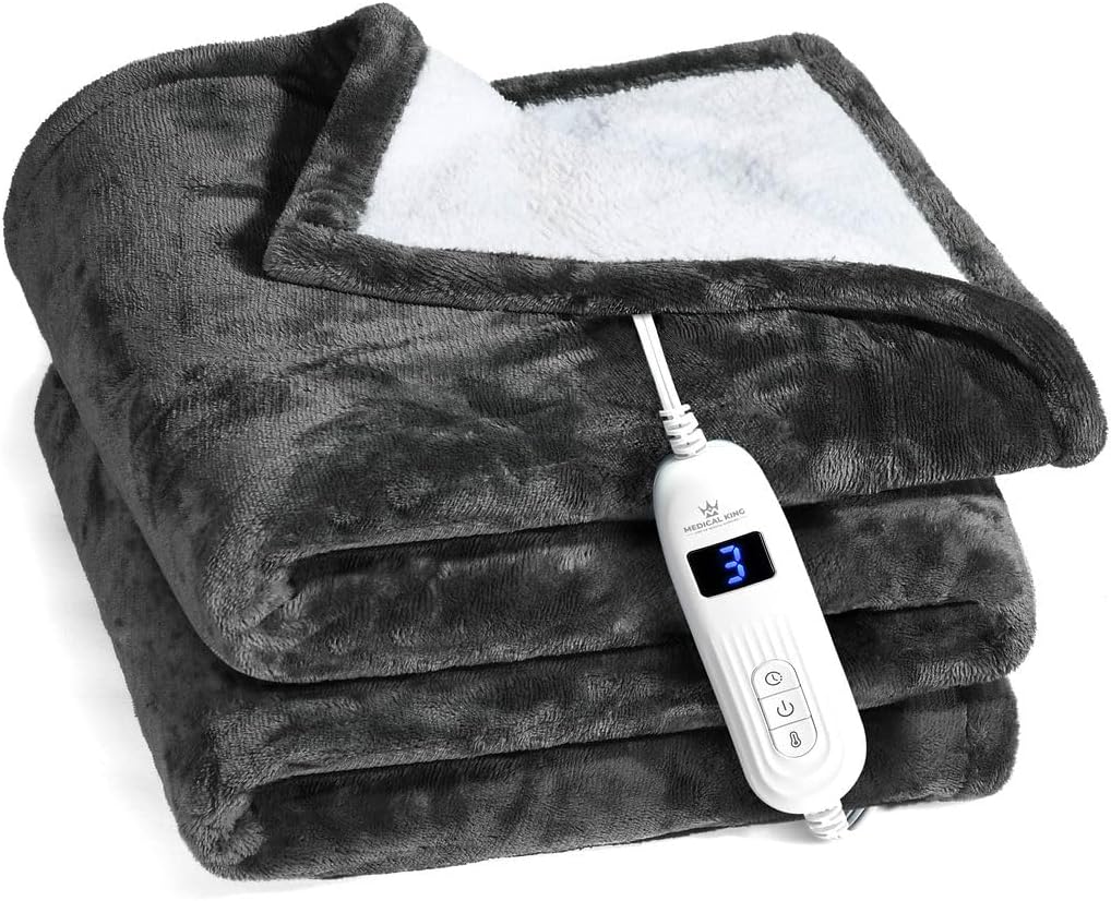 Medical King Heated Blanket - 50x60 Gray 10 Heating Settings
