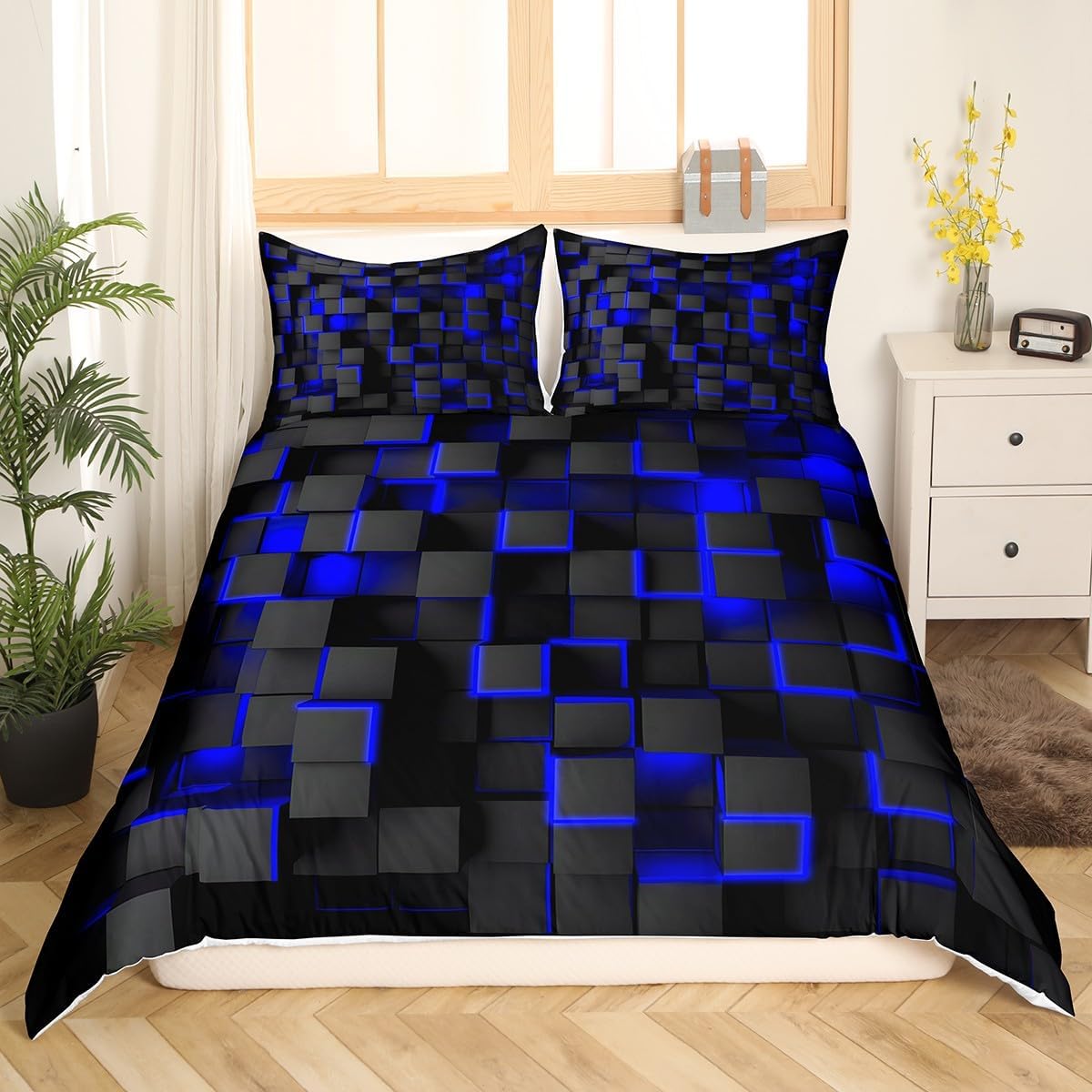 Feelyou Duvet Cover Set with Blue Black 3D Print Design