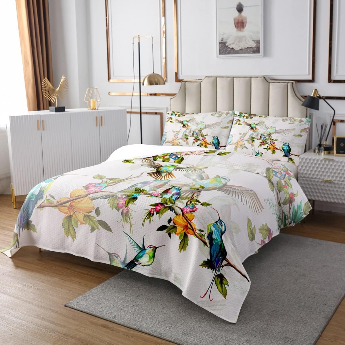 Erosebridal Birds Quilt King Bedspread Set