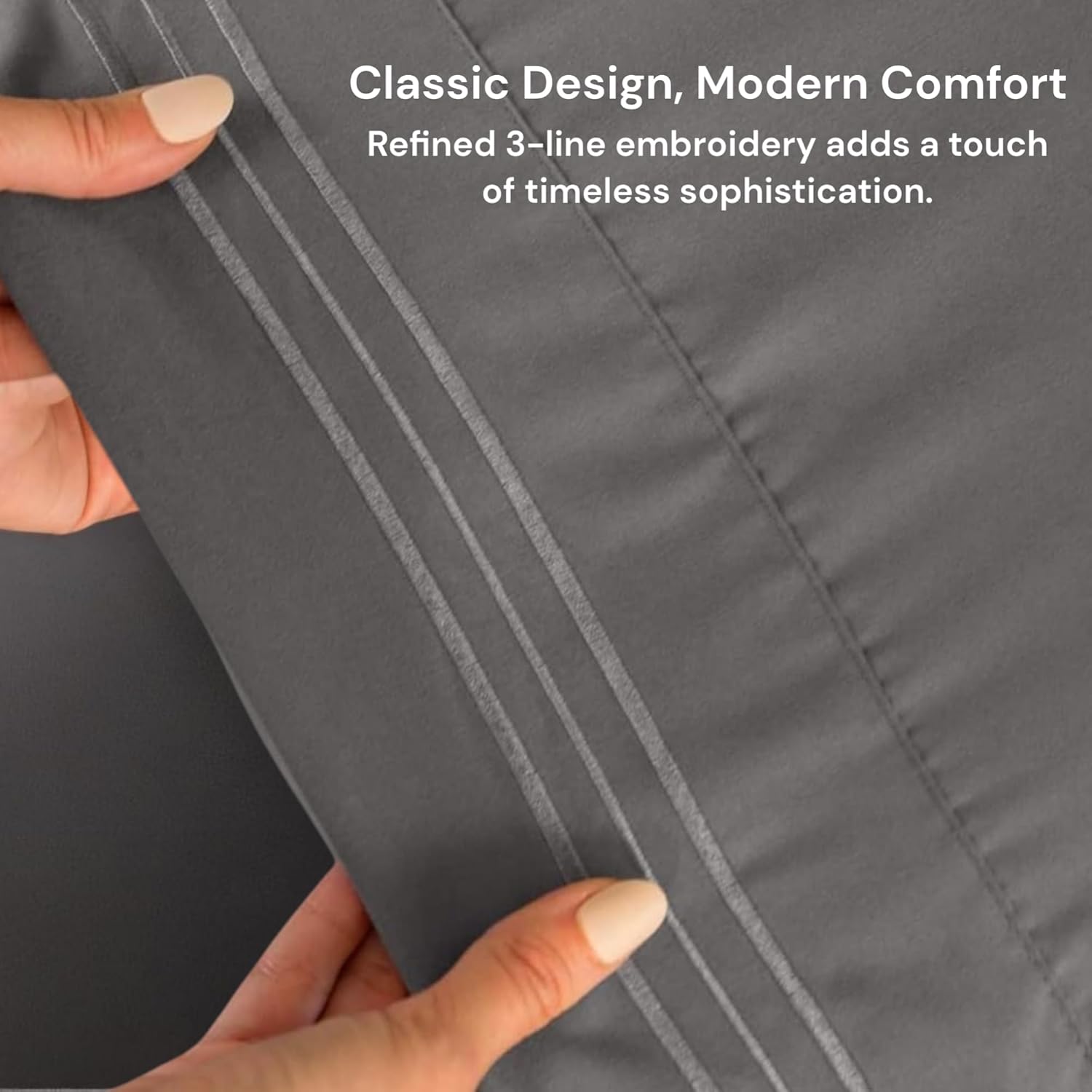 FEEKO Cal King 4 Piece Sheet Set - Hotel Luxury Microfiber Dark Grey