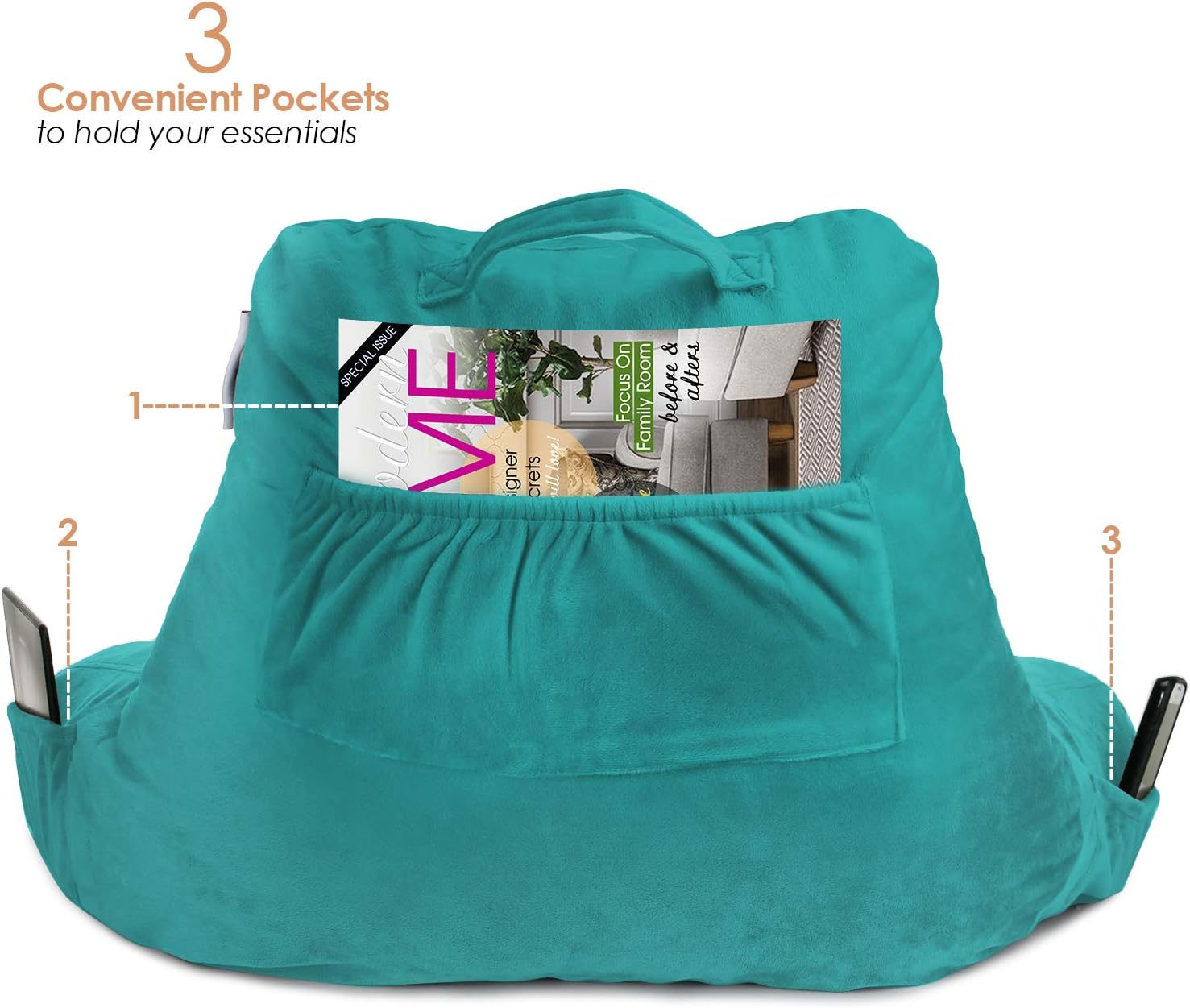Nestl Reading Pillow Teal Memory Foam