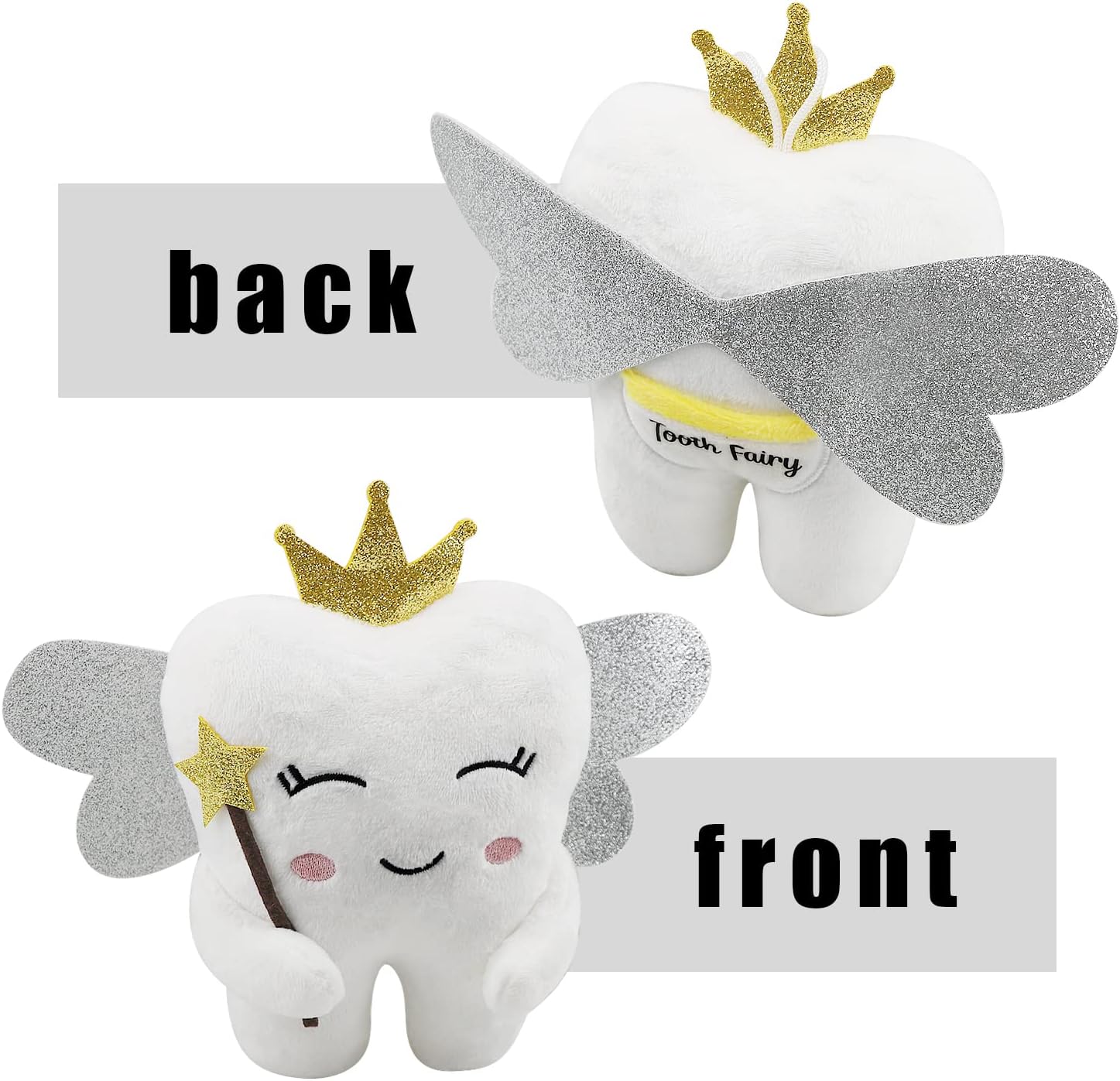 Tooth Fairy Pillow with Shiny Wings and Pockets