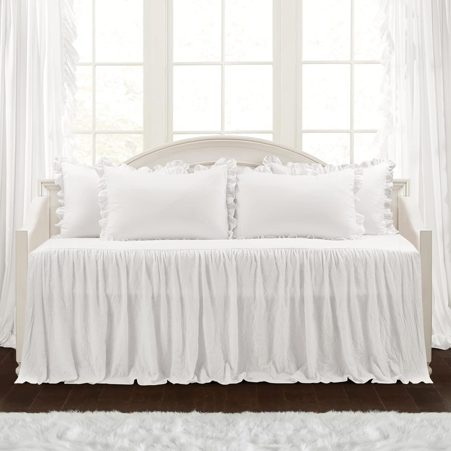 Lush Decor Ruffle Skirt Daybed Cover 5 Piece Set - White