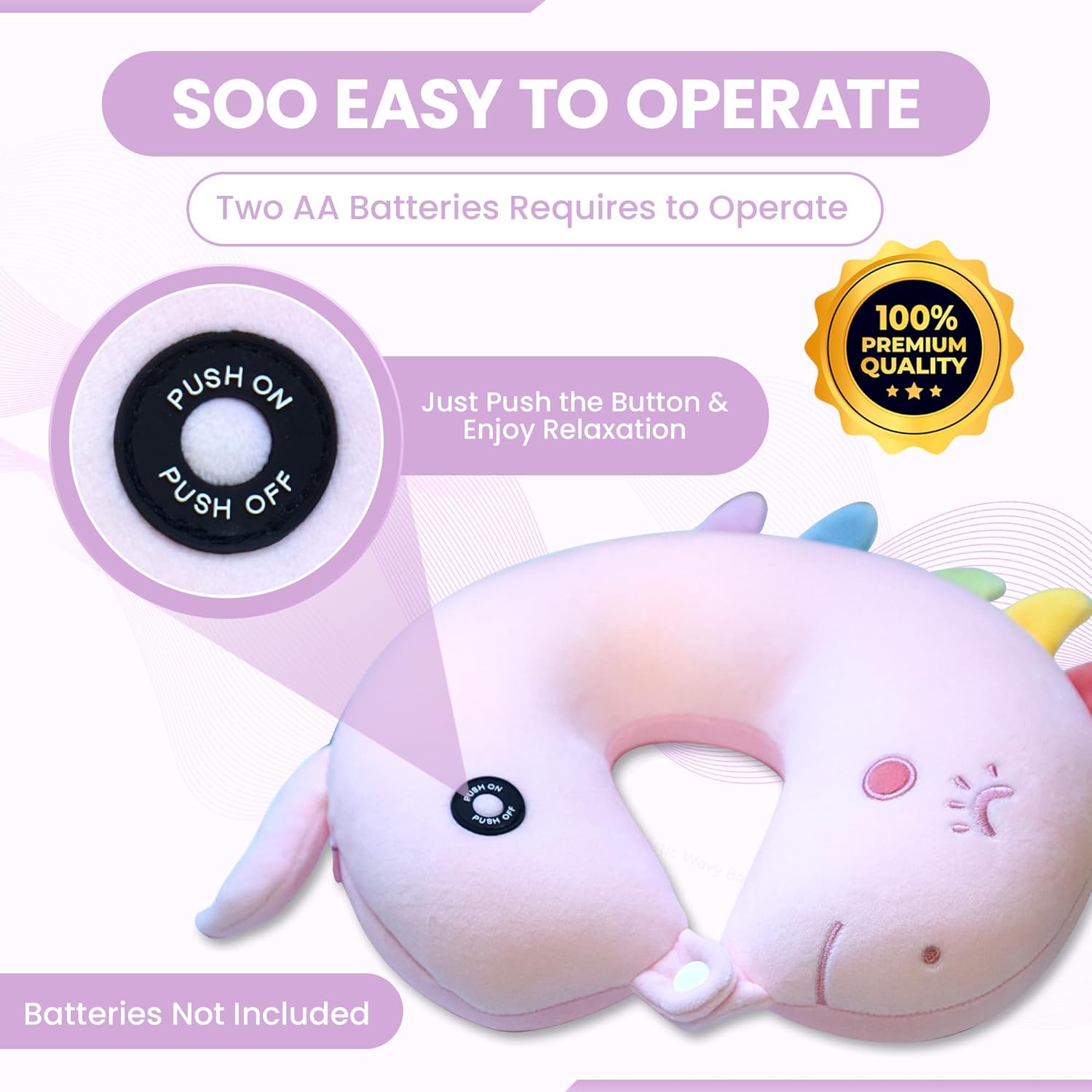 SENSORY4U Vibrating Unicorn Neck Pillow for Kids Travel