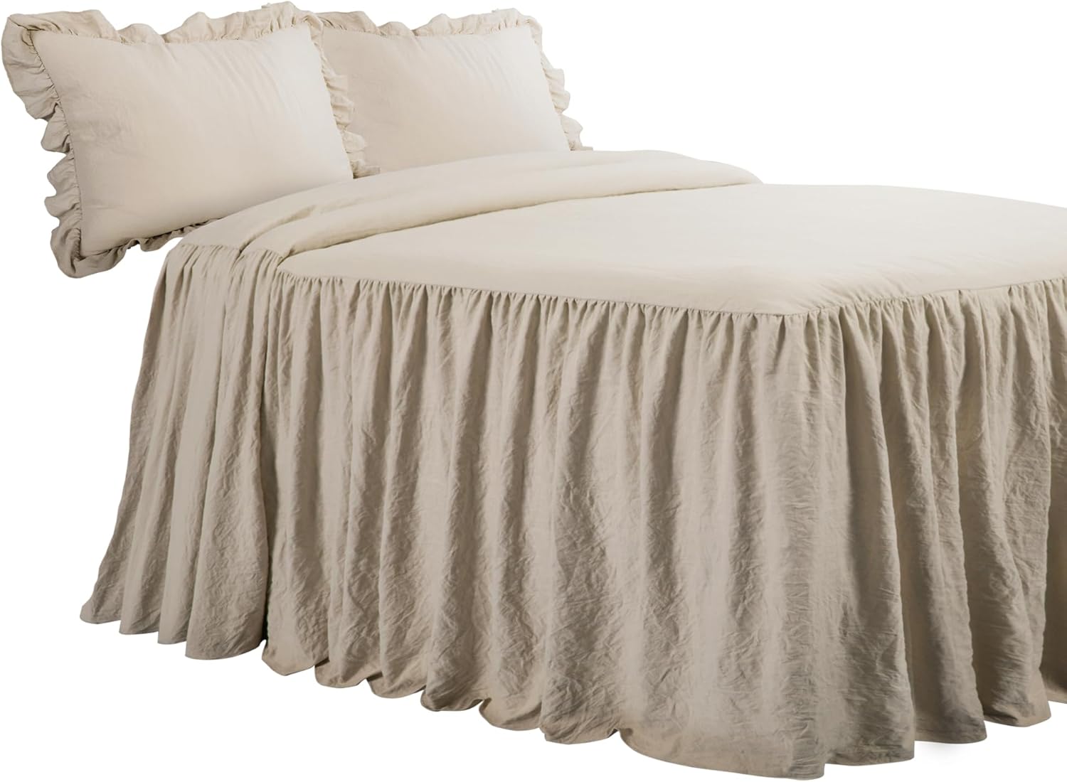 Lush Decor Ruffle Skirt Bedspread Set - King Neutral