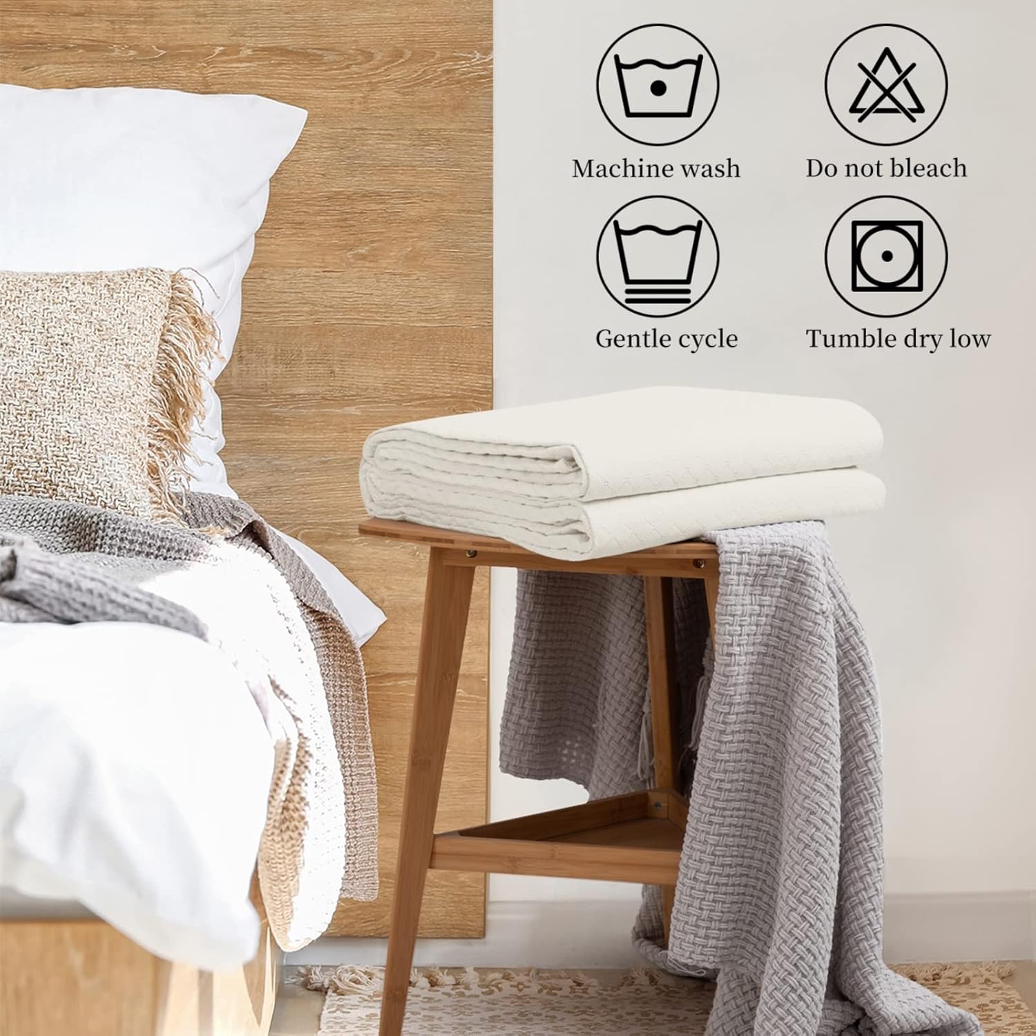 HollyHOME Luxury Checkered Bedspread 86x96 1
