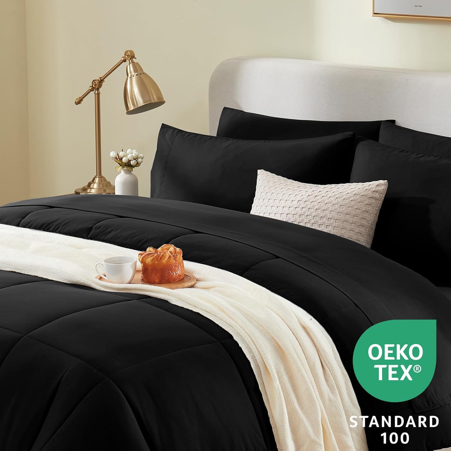 CozyLux Black Twin XL Comforter Set 5 Pieces 1