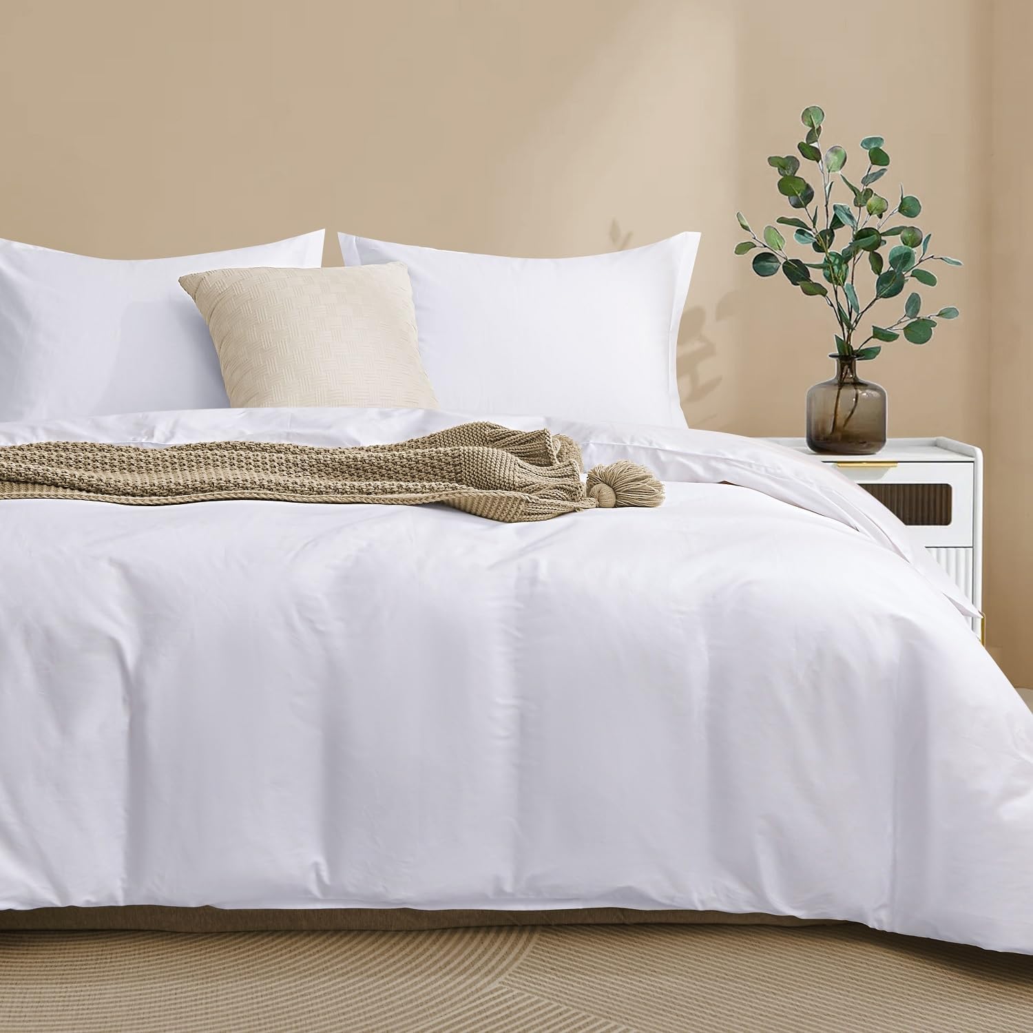 100 Cotton Duvet Cover Set Hidden Zipper QueenFull