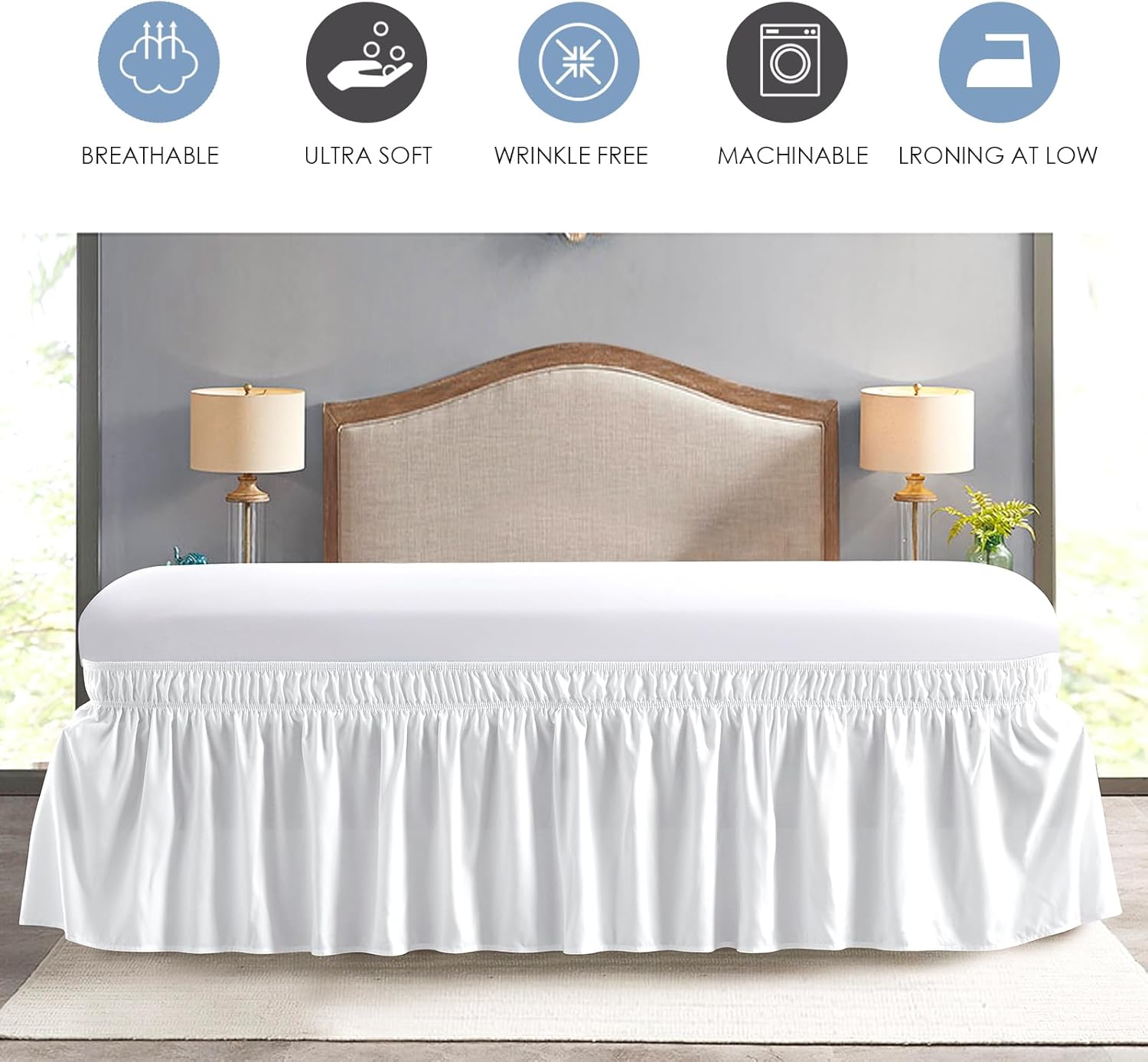 FreshCulture Queen Bed Skirt with Elastic Wrap 1