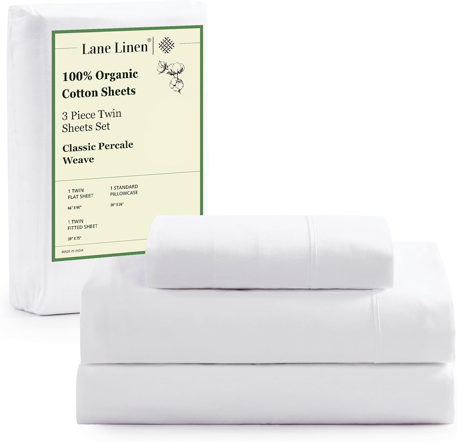 Lane Linen 100 Organic Cotton Twin Sheets Set