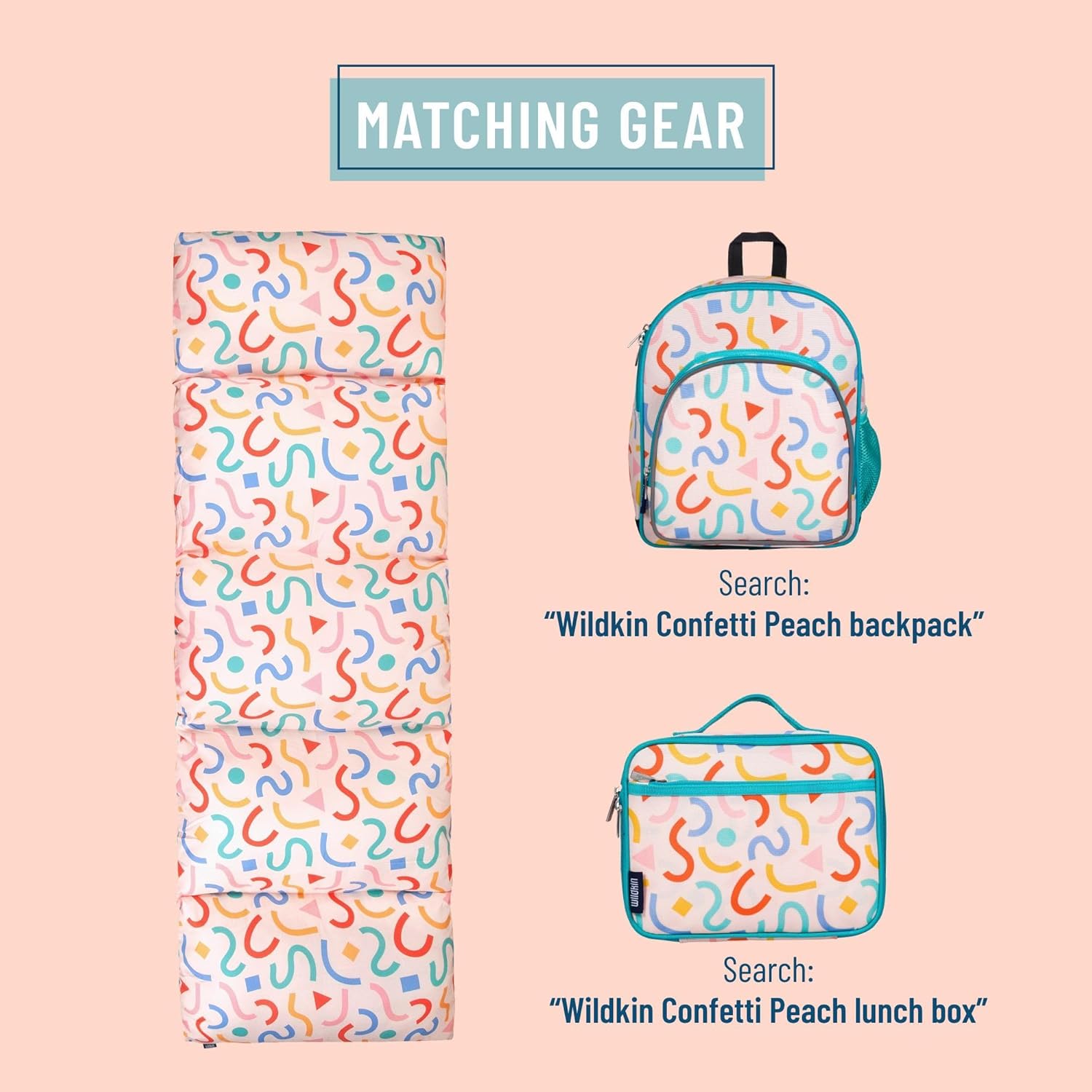 Wildkin Kids Floor Lounger - Travel-Friendly Confetti Peach