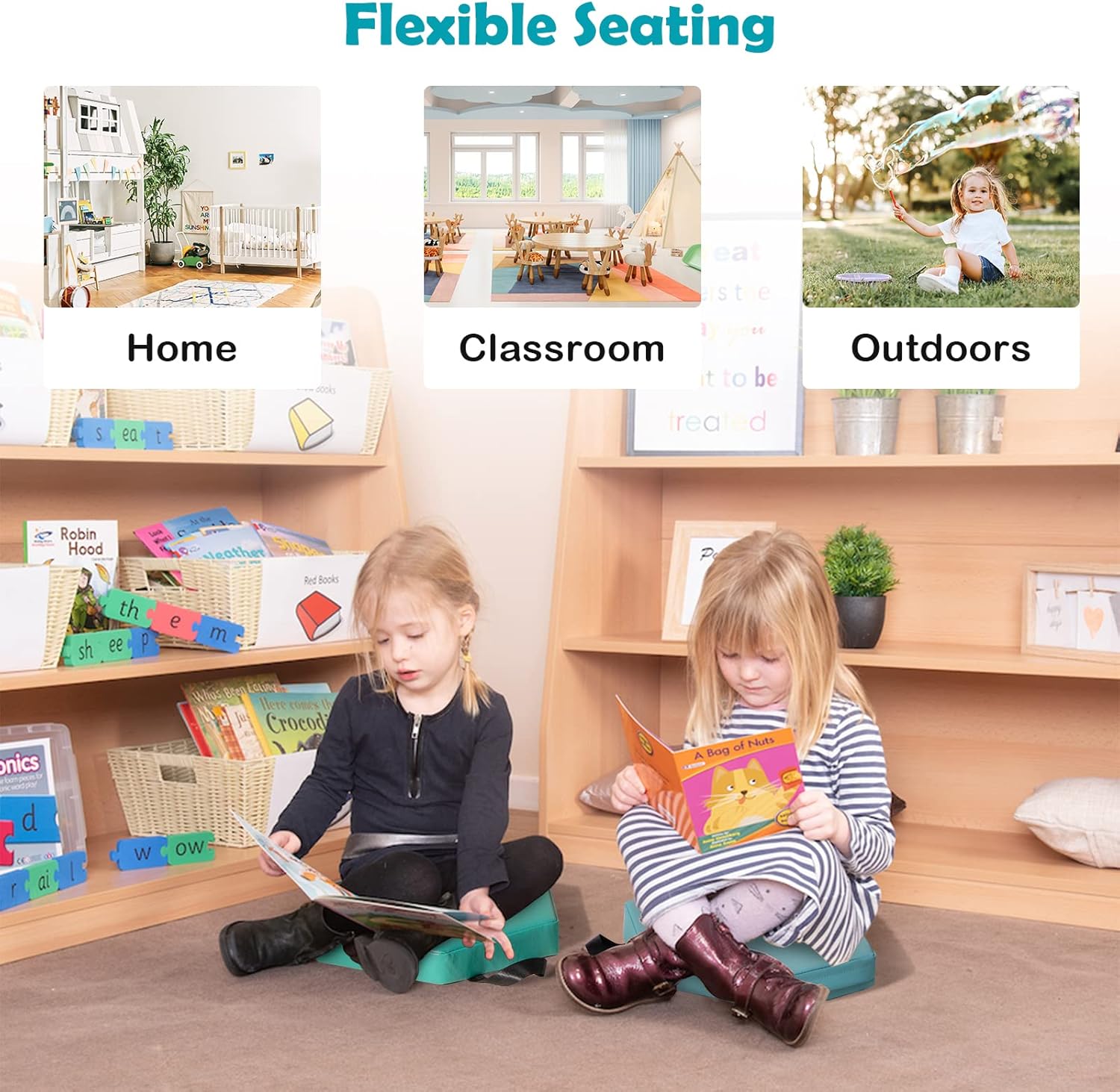 GLACER 6 Pcs 15 Floor Cushions for Kids