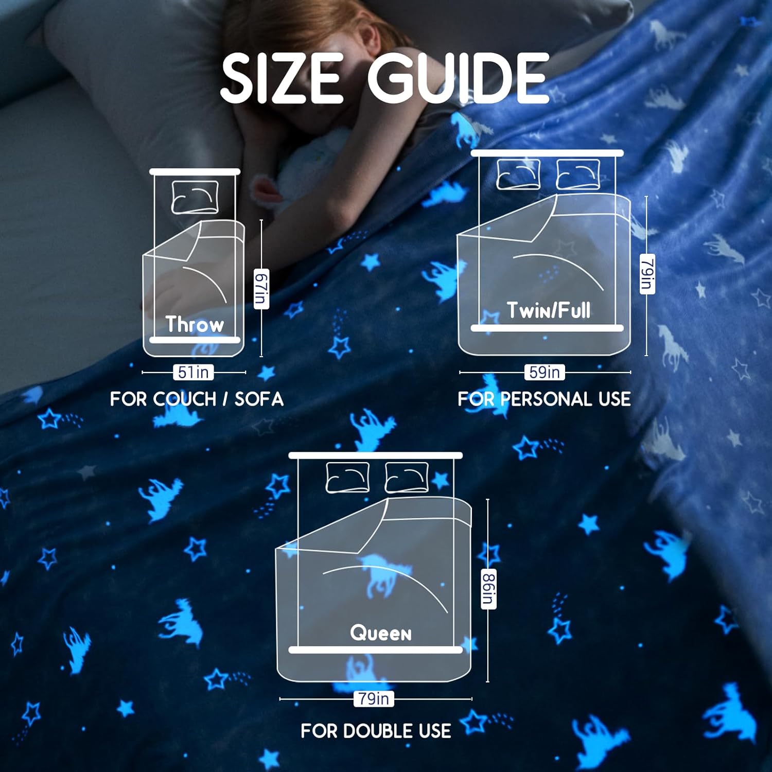 Elegear Kids Cooling Blanket with Glow in The Dark Design