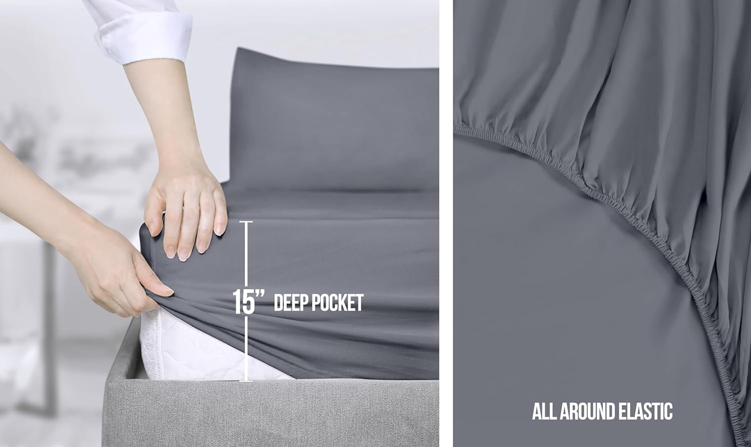 Utopia Bedding King Sheet Set - Grey 4 Piece Deep Pocket Luxury Sheets