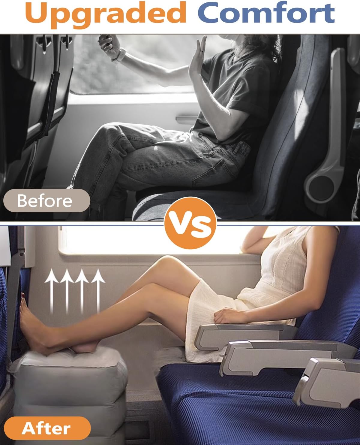 YSJILIDE Inflatable Travel Foot Rest Pillow 2 Pack