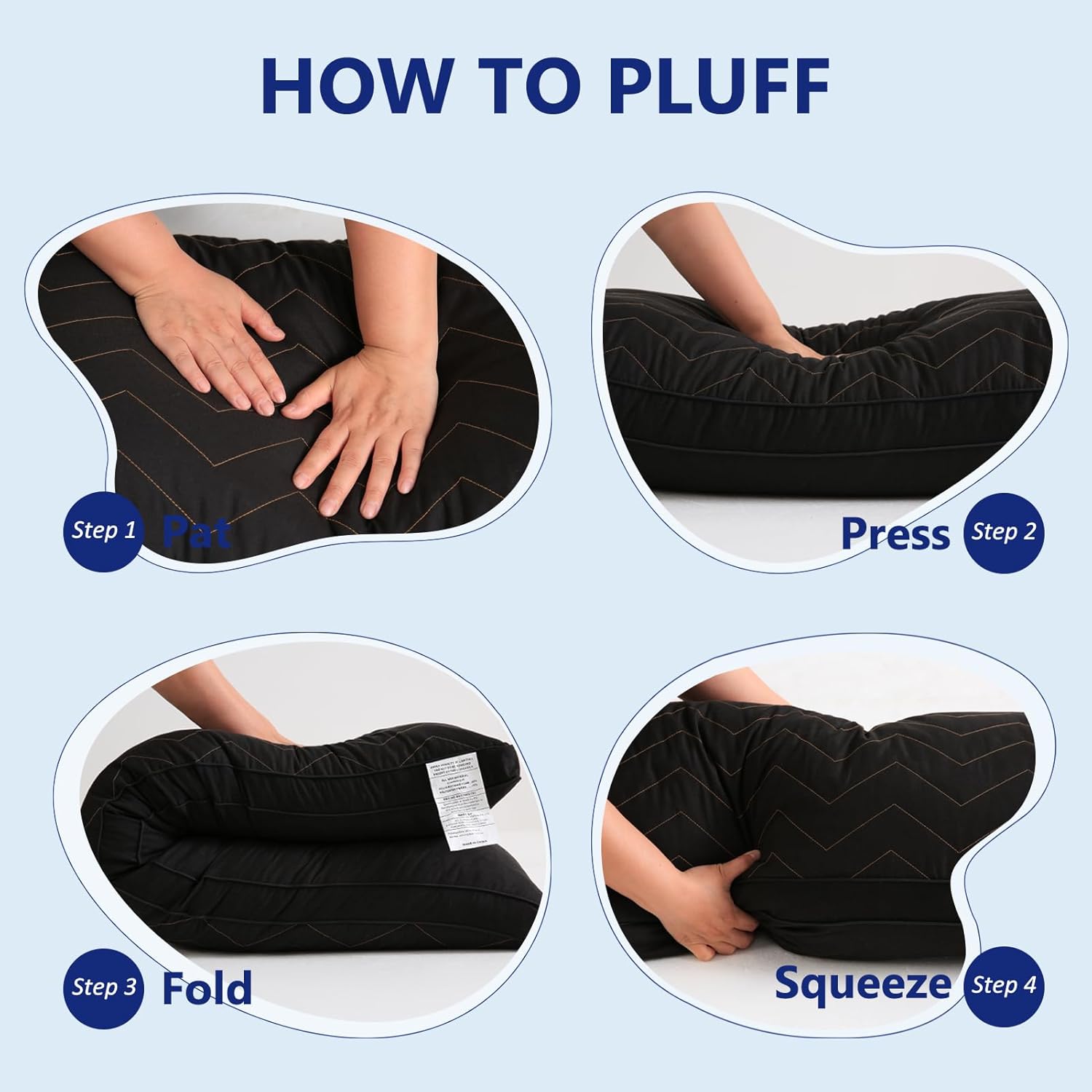 DOWNCOOL Quilted Memory Foam Body Pillow - 20x54 Inch Black