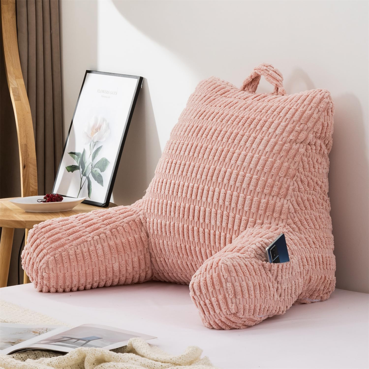 Holawakaka Reading Pillow with Arms - Light Pink