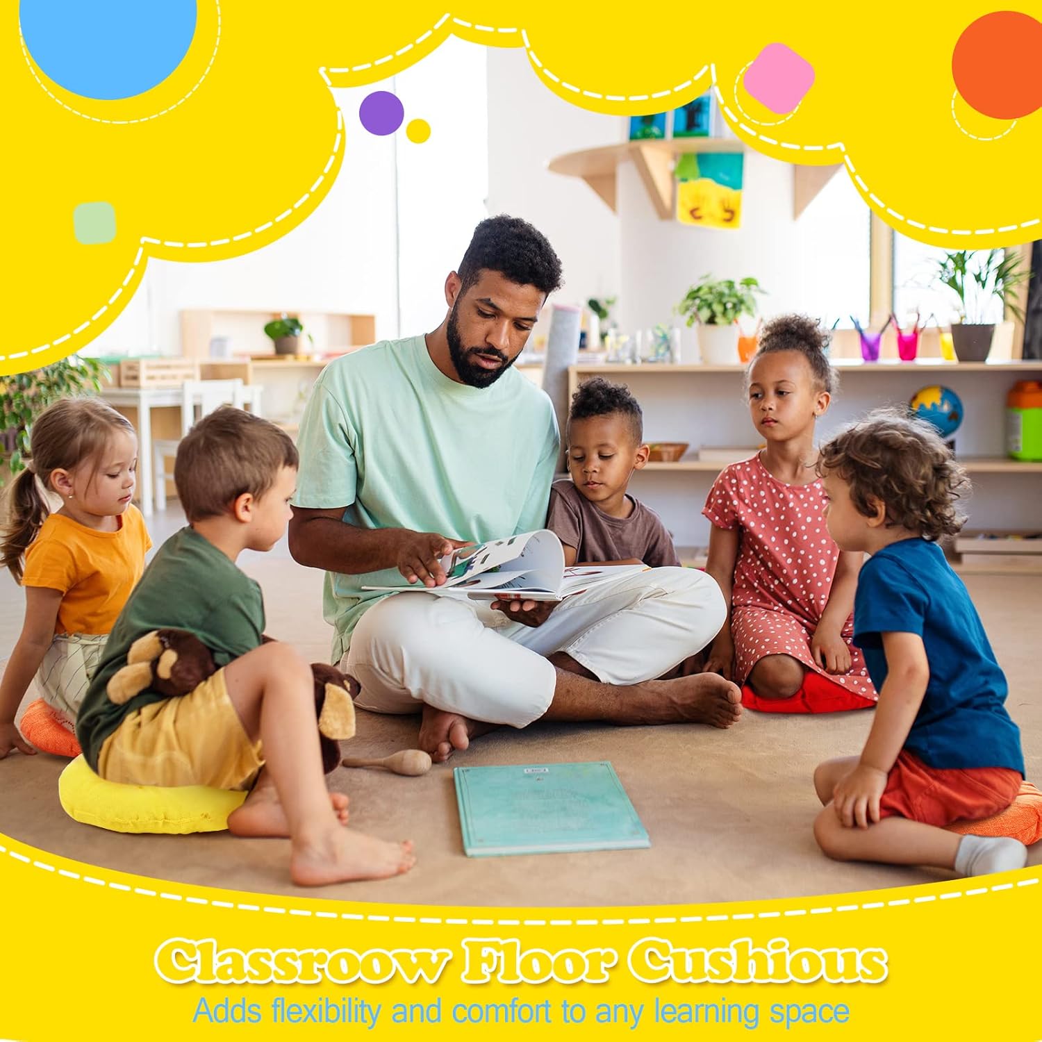 Fumete 8 Pcs 16 Inch Round Floor Cushions for Kids