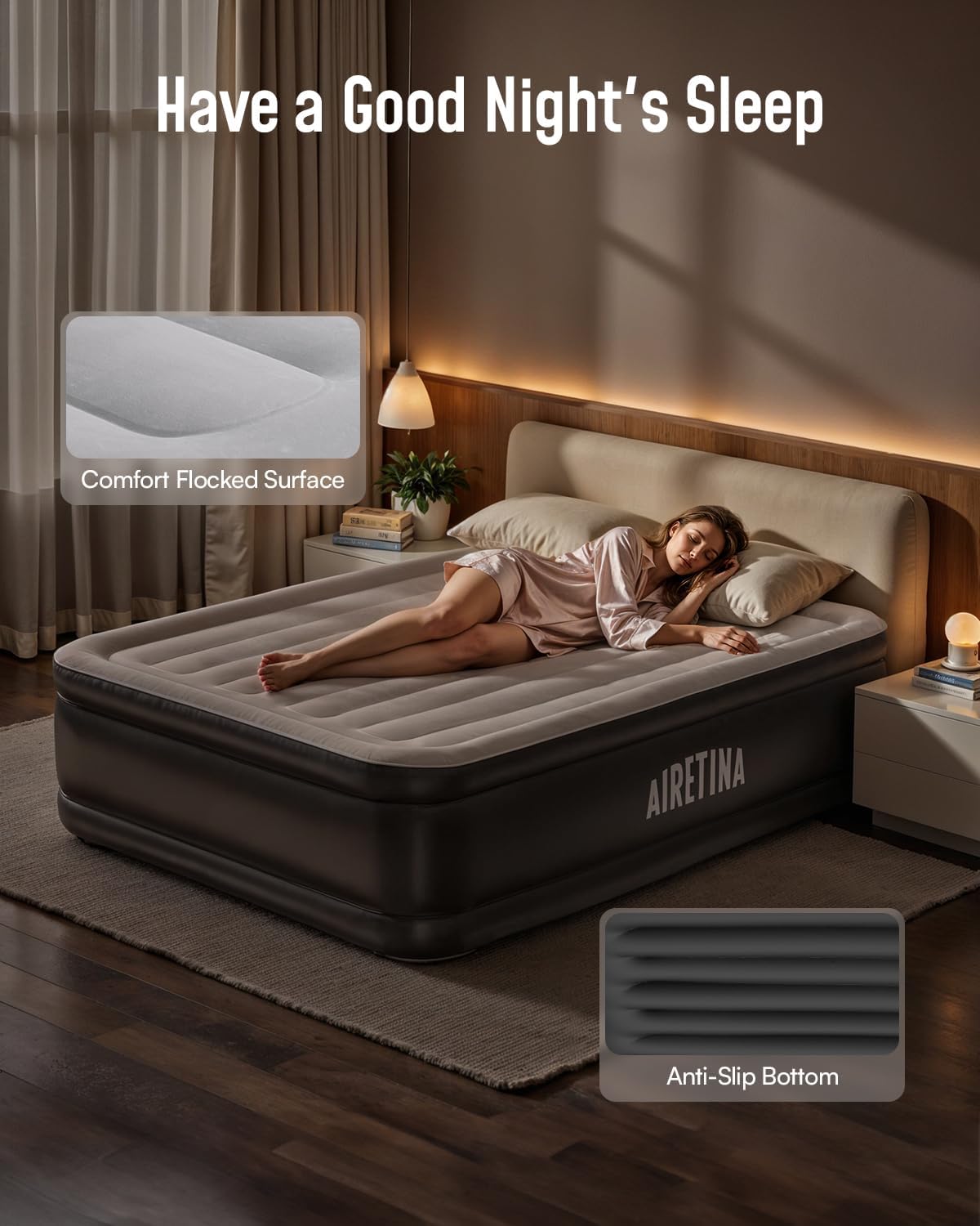 Airefina Queen Air Mattress with Built In Pump