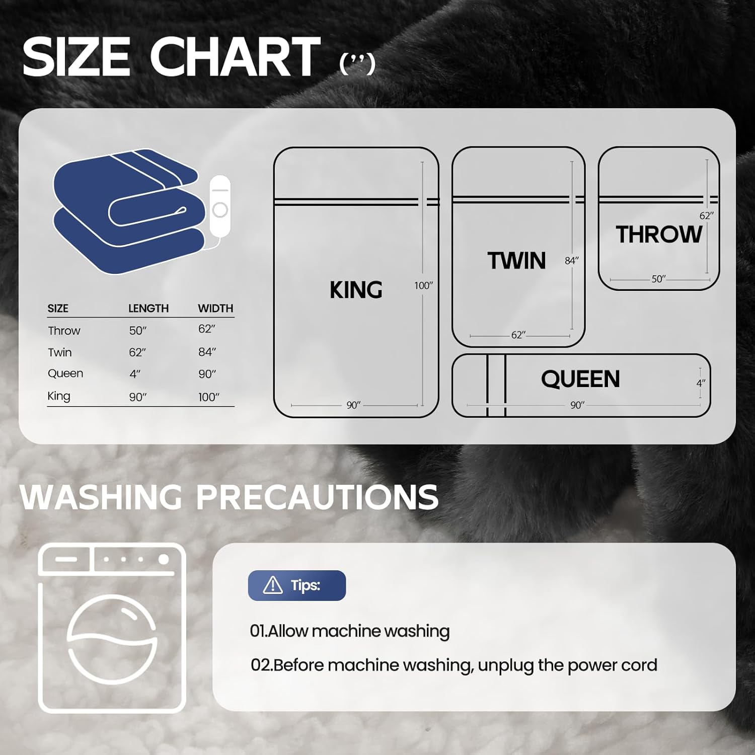 MAXEVE 6 Heat Level Electric Throw Blanket