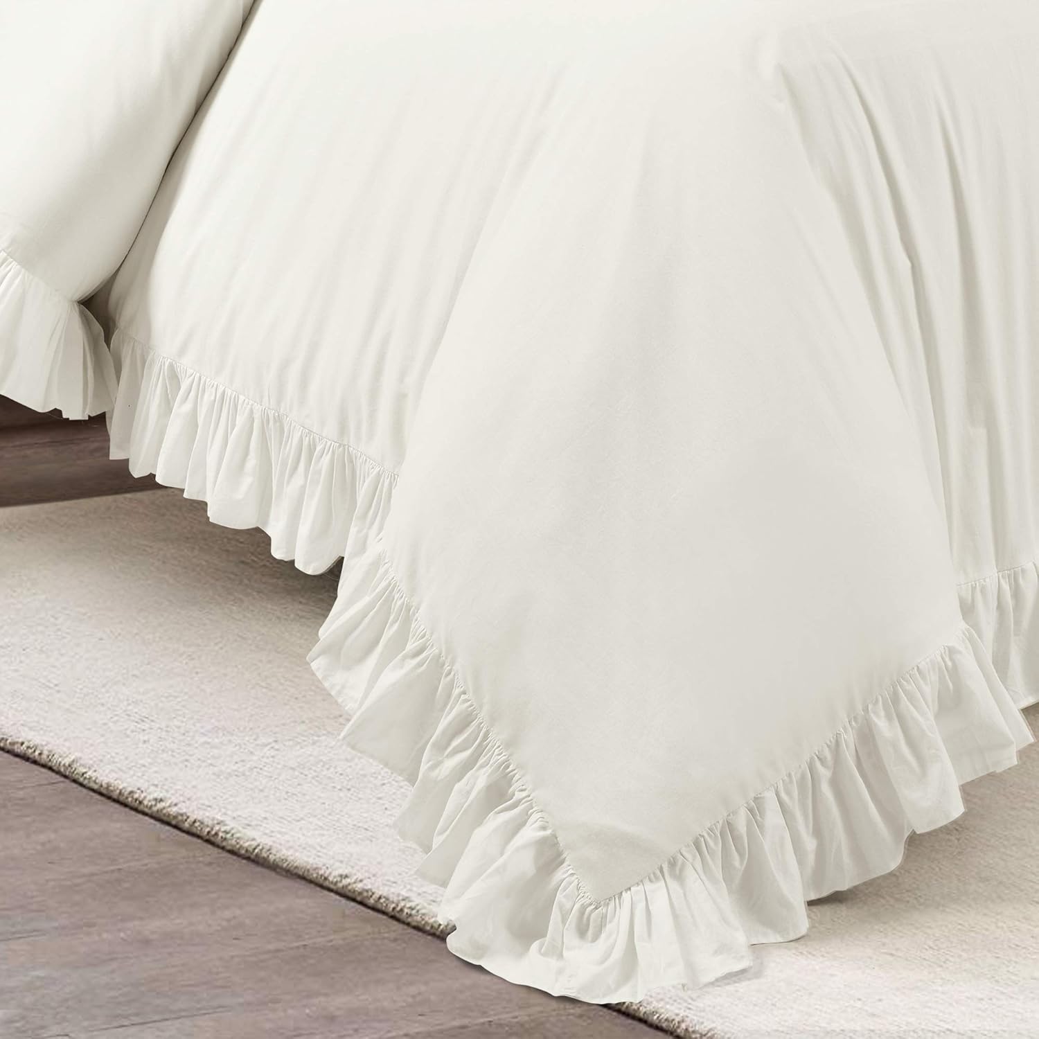 Lush Decor Reyna Ruffle Duvet Cover Set Queen White