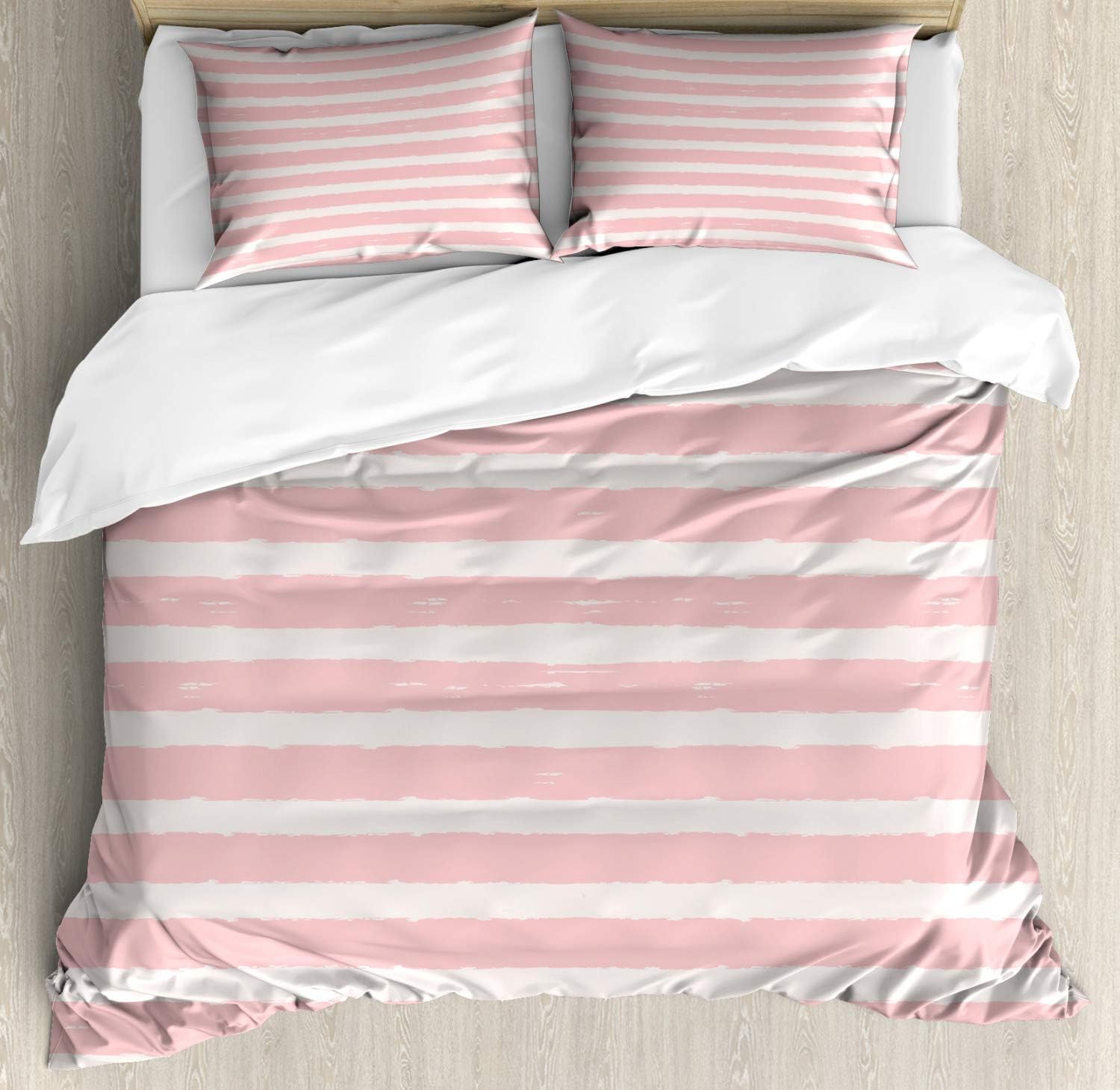 Ambesonne Stripe Duvet Cover Set - California King Pink Blush