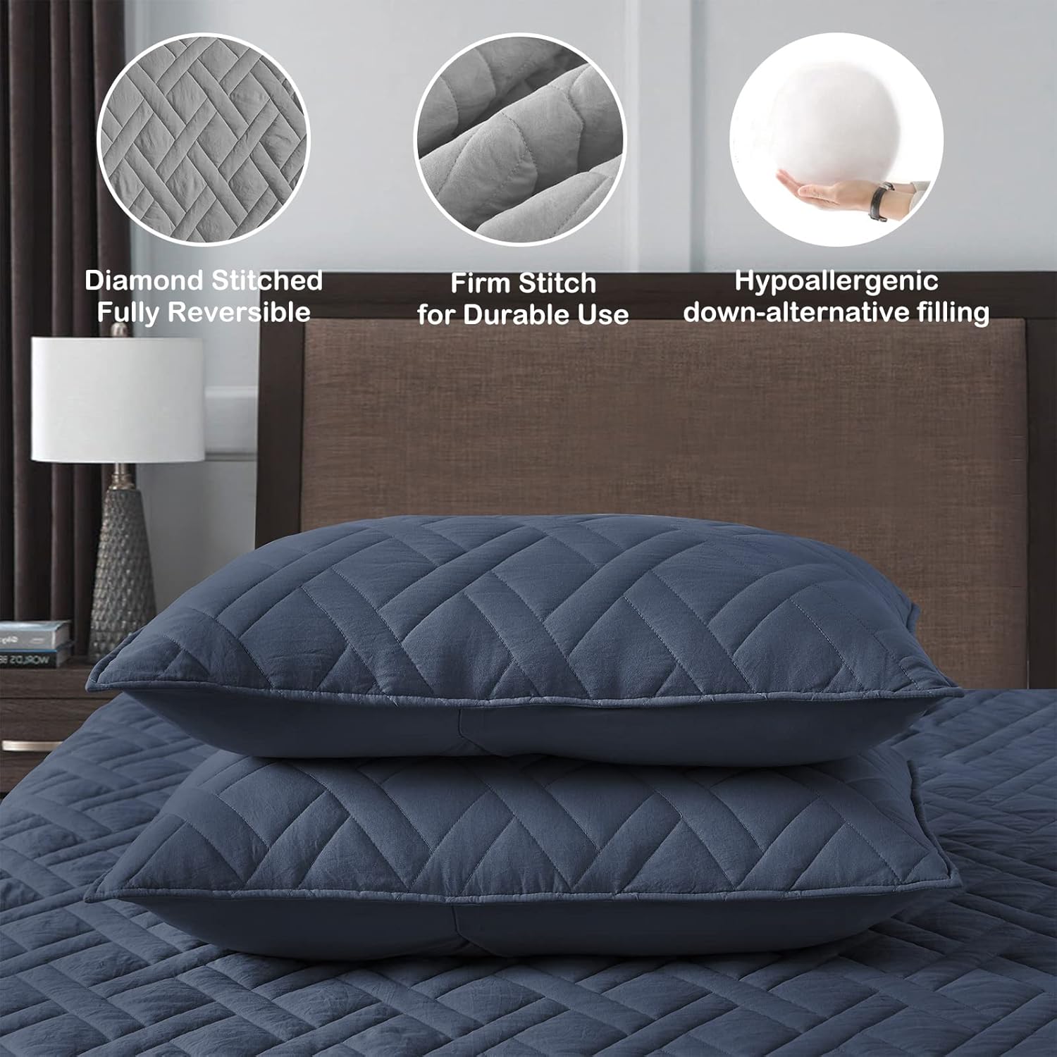 HORIMOTE HOME Quilt Set Twin Navy Blue