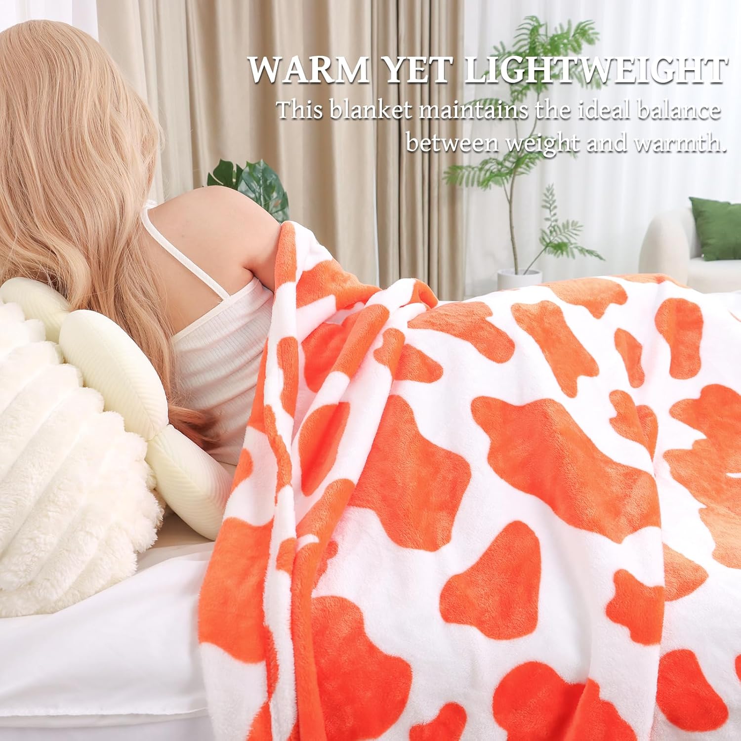 SEEGU Orange Throw Blanket Twin Size - Soft Fuzzy Fleece