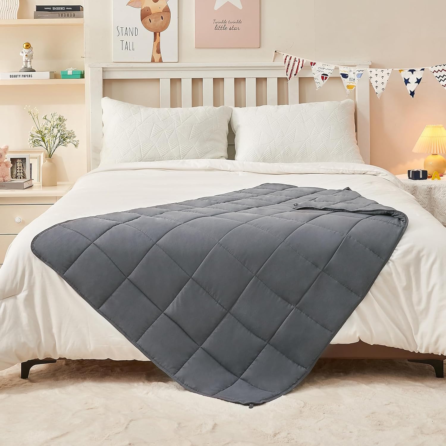 Yescool 5 Pound Cooling Weighted Blanket for Kids Grey 36x48