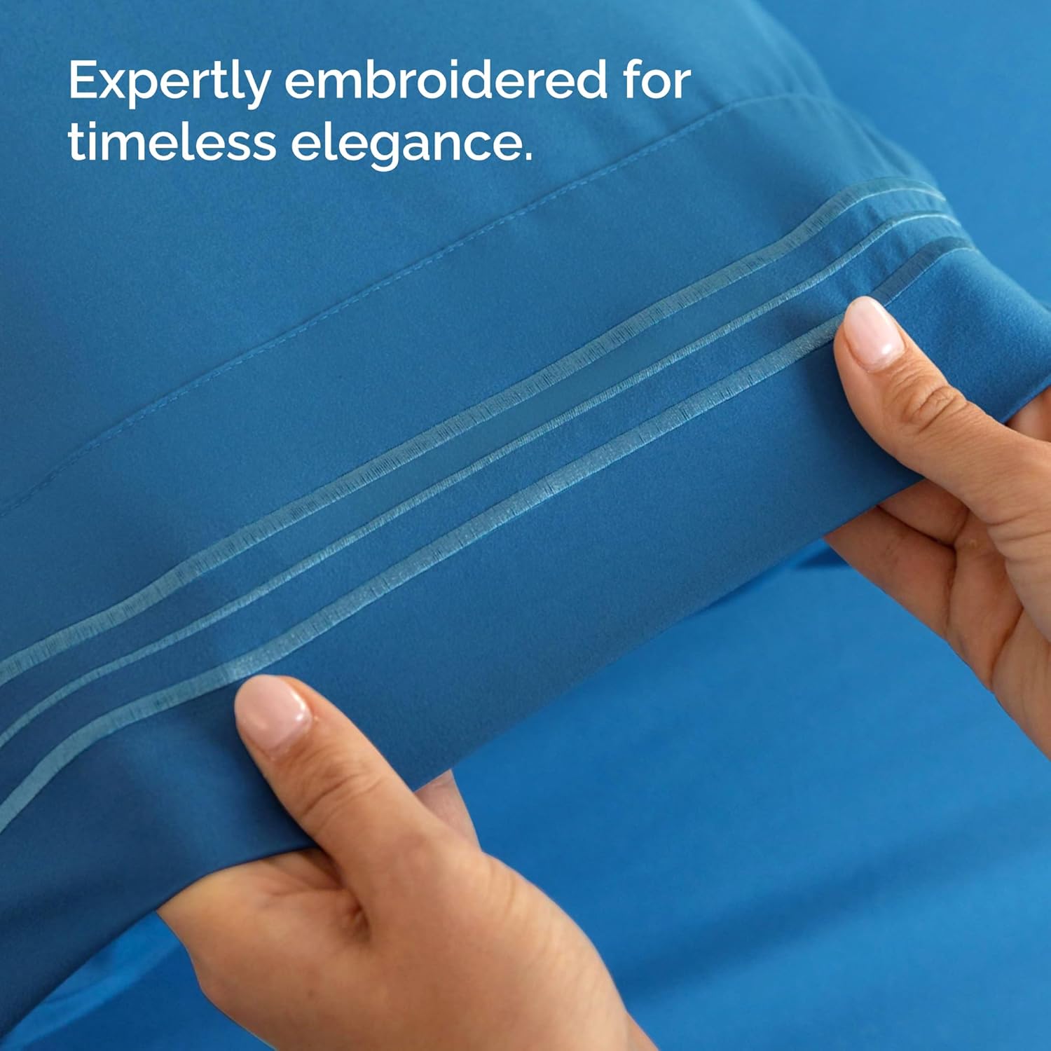 CGK Unlimited Wrap Around Bed Skirt 2 Pillowcases Bundle - Denim Blue