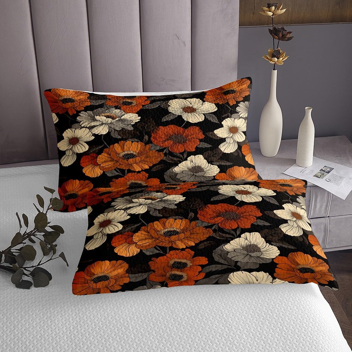 Erosebridal Watercolor Floral King Bedspread Set