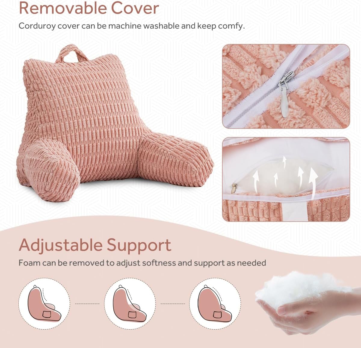 Holawakaka Reading Pillow with Arms - Light Pink
