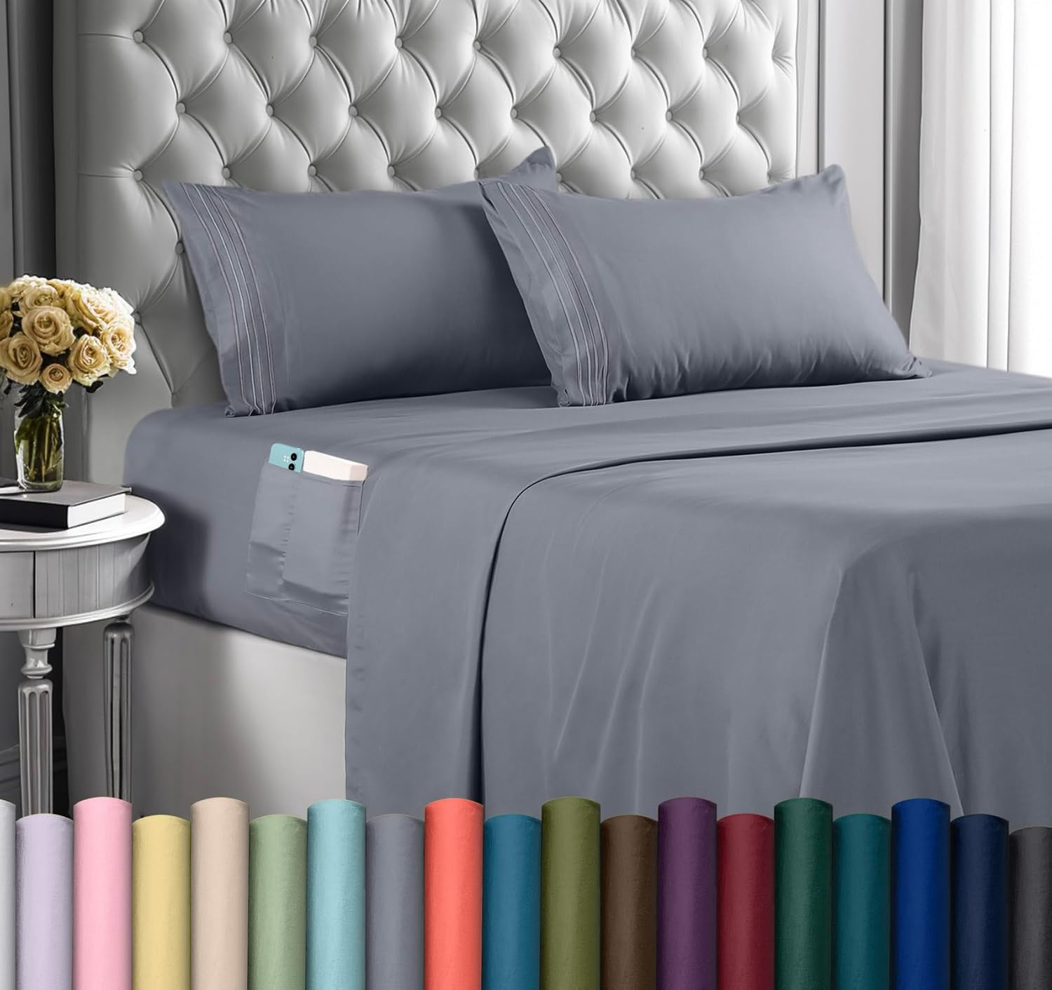 Utopia Bedding King Sheet Set - Grey 4 Piece Deep Pocket Luxury Sheets