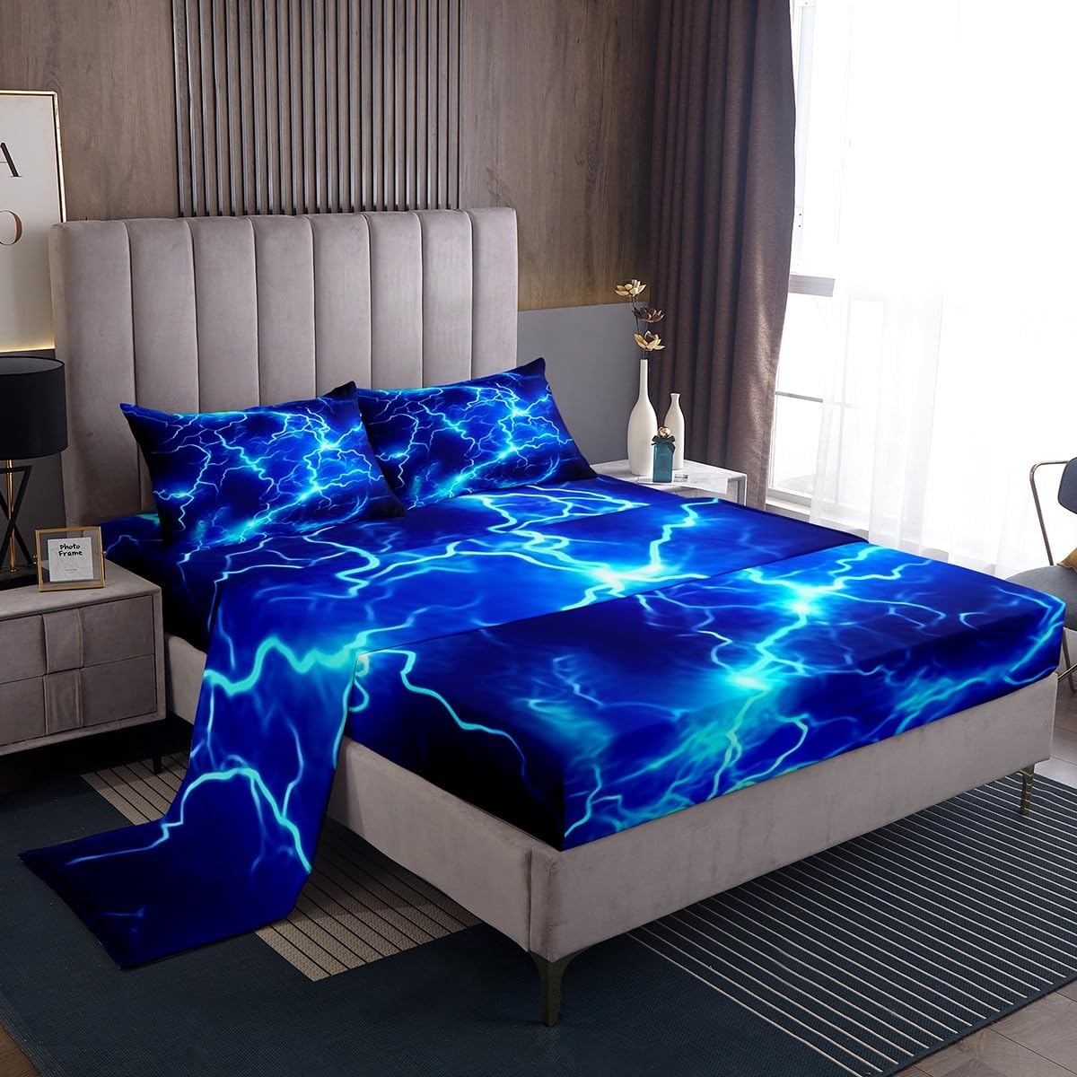 Feelyou Kids Blue Lightning Sheet Set with Pillow Case