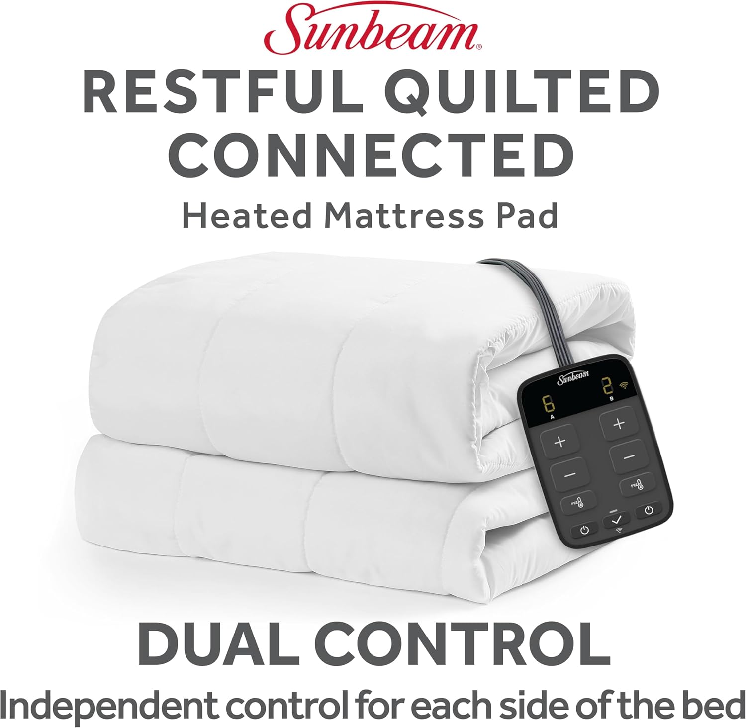 Sunbeam Wi-Fi Mattress Pad with 10 Heat Settings Queen Size