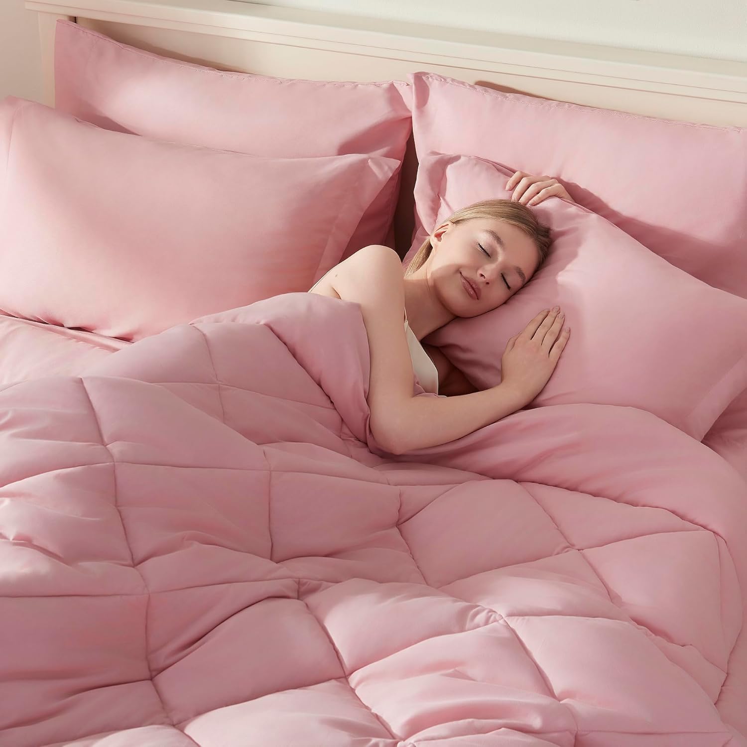 ElNido Queen Blush Pink Queen Comforter Set 7 Pieces