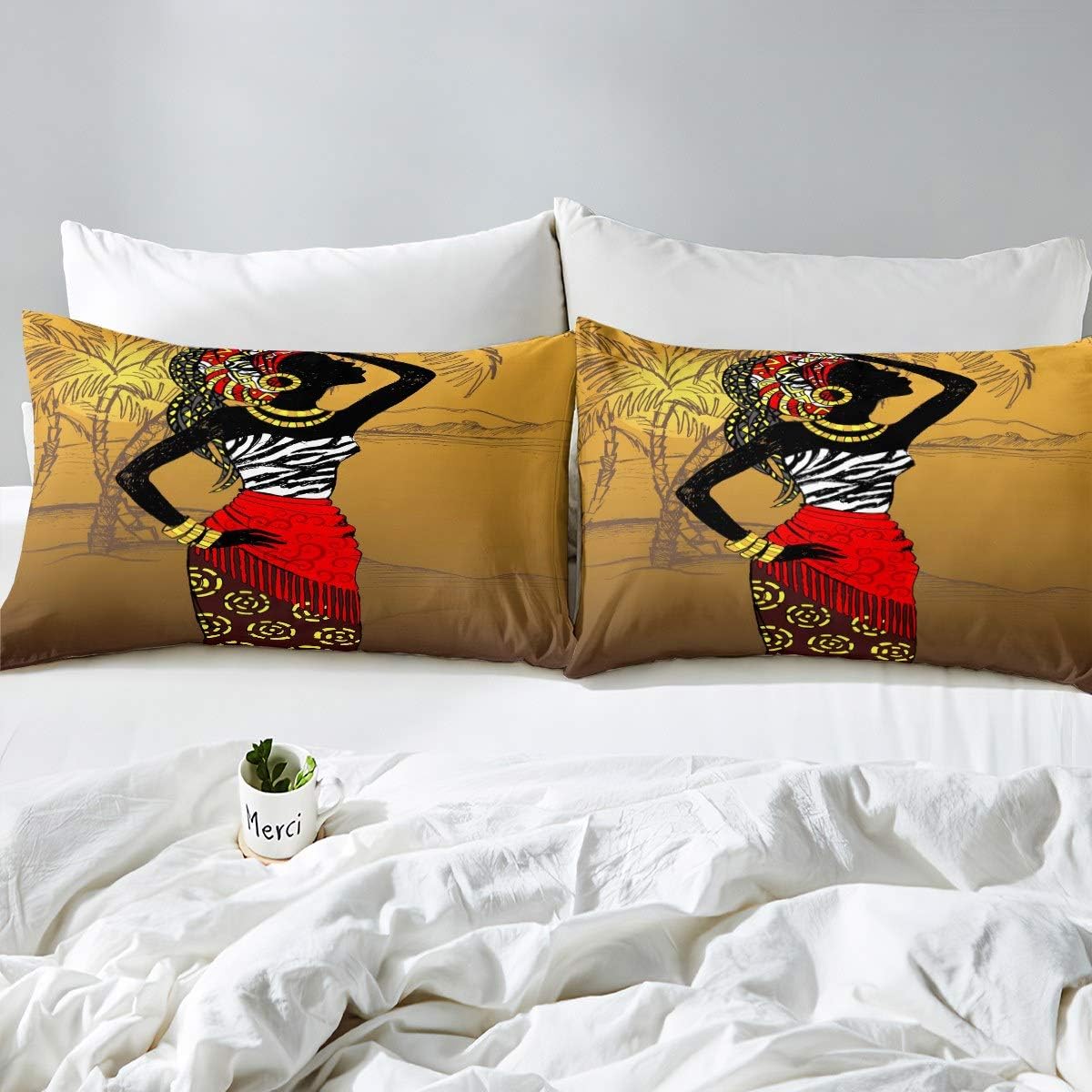 Feelyou African Pattern Duvet Cover Set 3Pcs King Size