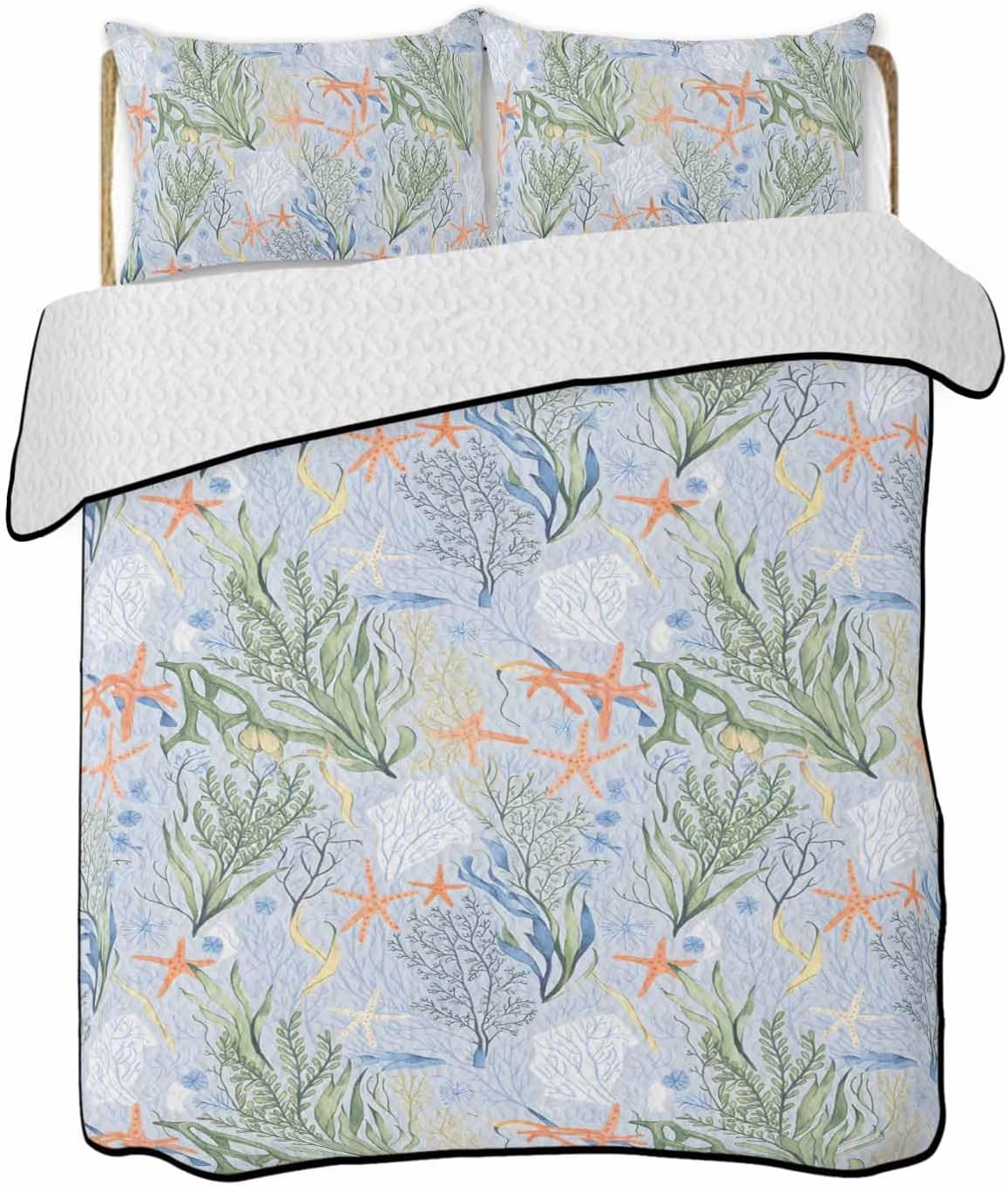 Stongaro Twin XL Green Coral Quilt Set 3 Piece