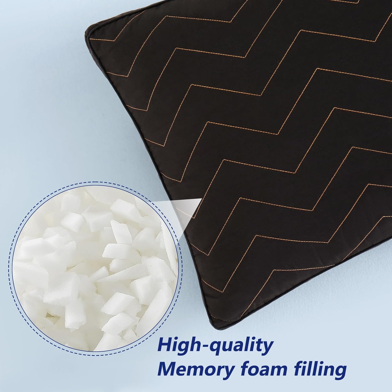 DOWNCOOL Quilted Memory Foam Body Pillow - 20x54 Inch Black