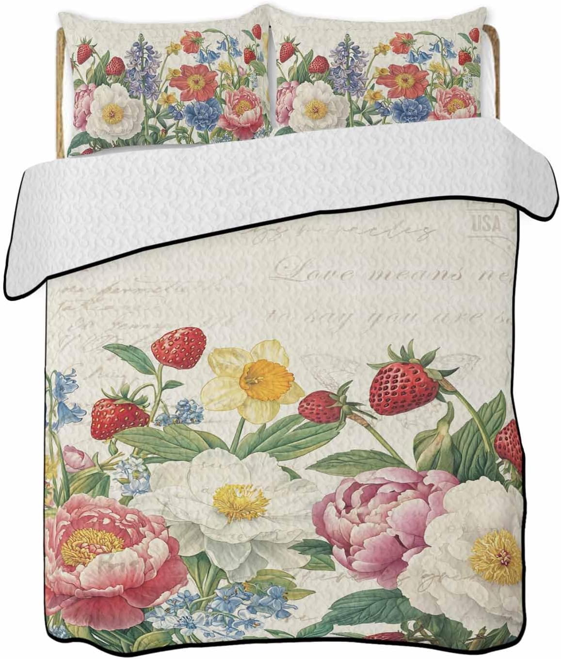 Twin XL Quilt Bedding Set with Blossom Flower Pattern