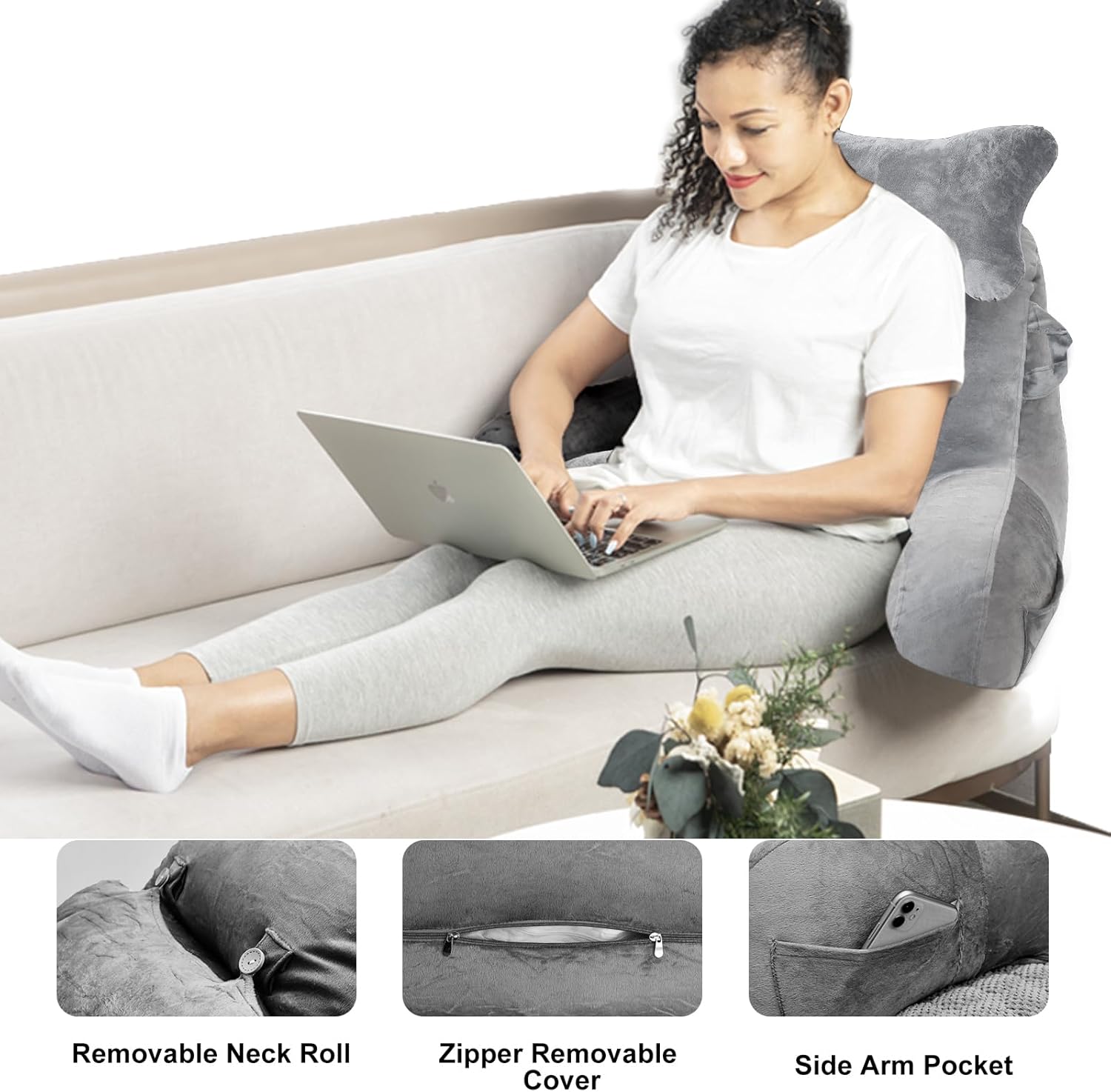 SLIGUY Reading Pillow for Bed and Couch Comfort 1
