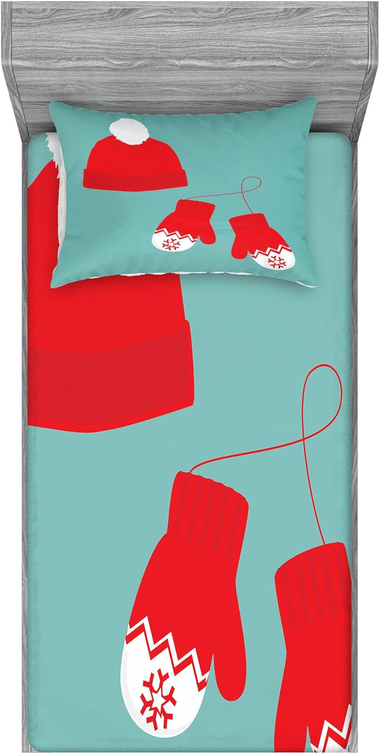 Ambesonne Christmas Sheet and Pillow Sham Set TwinXL