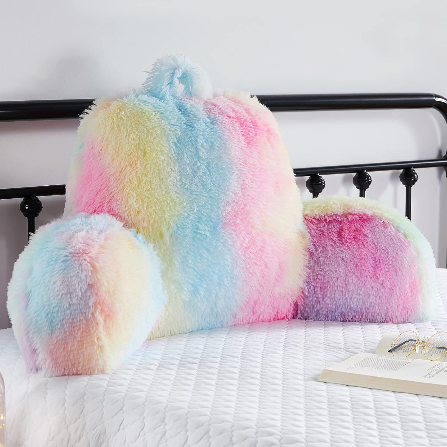 Fluffy Faux Fur Backrest Pillow for Kids and Teens