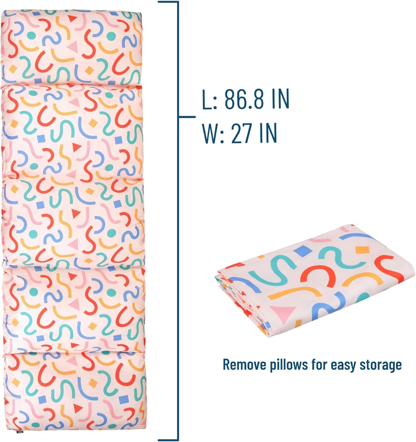 Wildkin Kids Floor Lounger - Travel-Friendly Confetti Peach