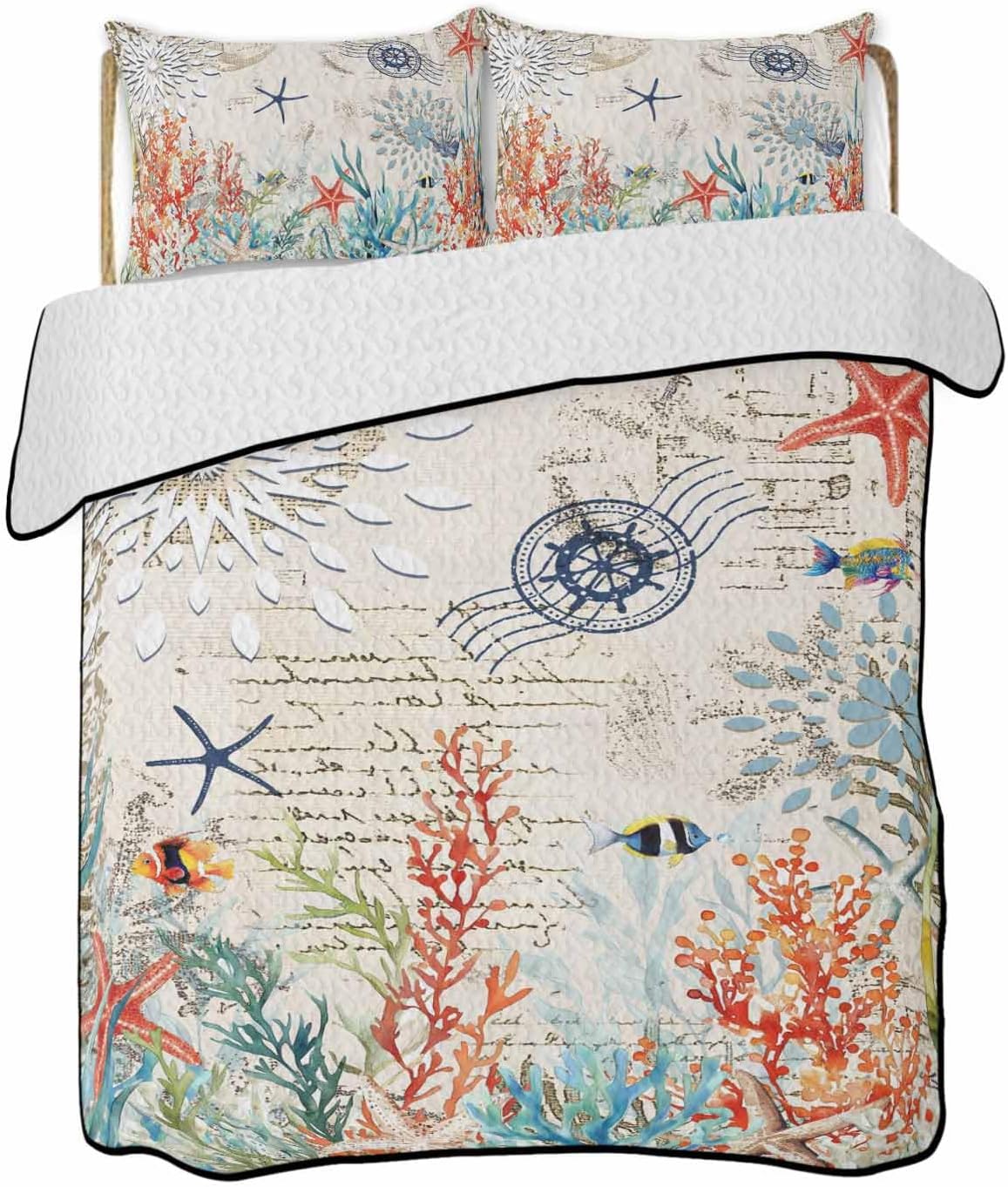 Stongaro Twin XL Quilt Set 3 Pieces Lightweight Coastal Comforter