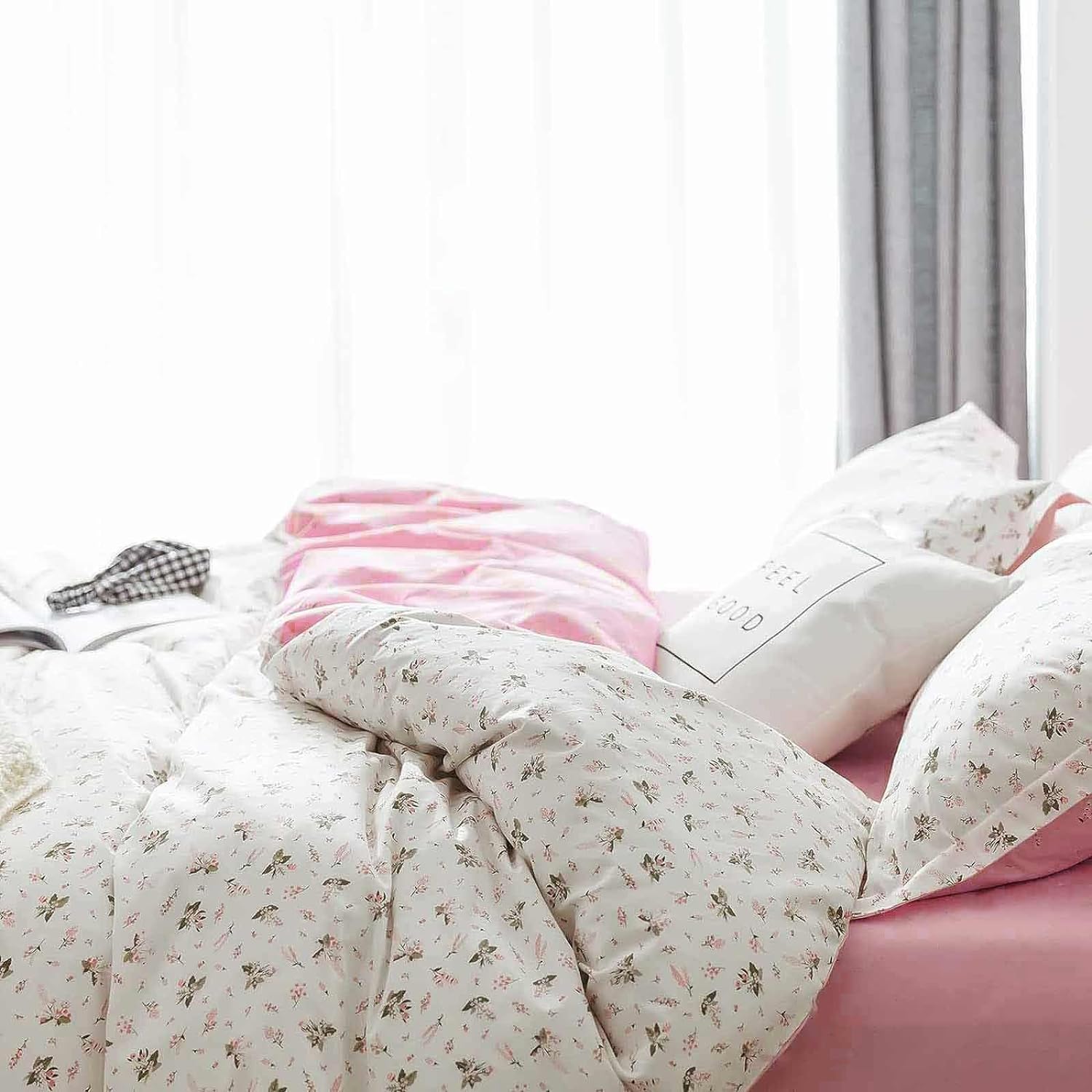 Faincy Pink White Duvet Cover Set 3 Pcs Queen Size